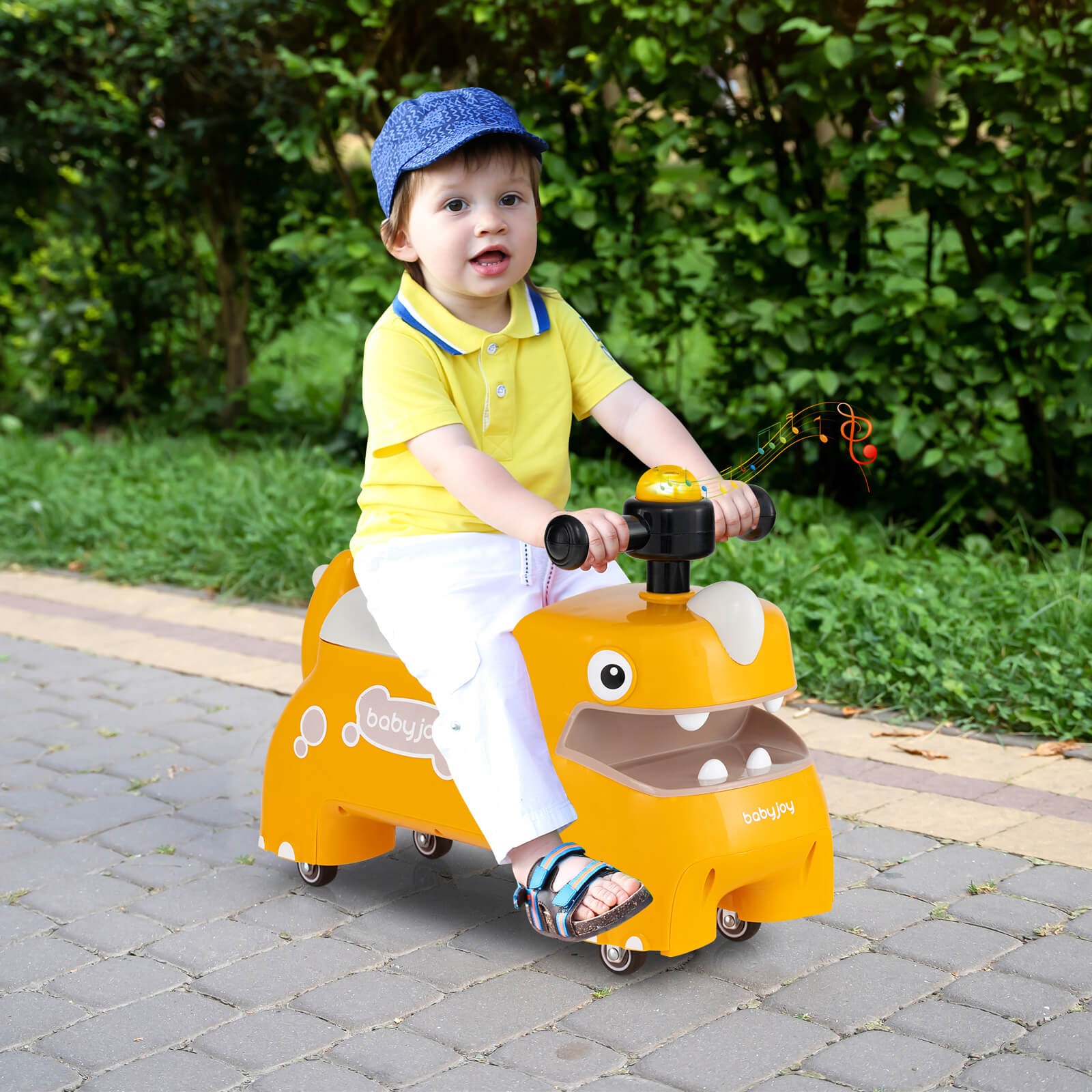 Ride on Toy Baby Dinosaur Sliding Car w/ 4 Universal Casters Under-Seat Storage