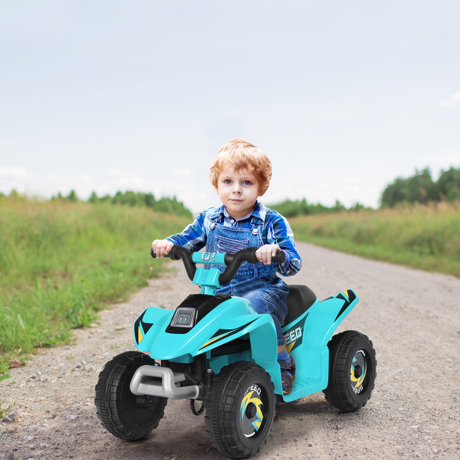 6V Kids Electric Quad ATV Ride On Toy Car for Toddlers Forward & Reverse Blue