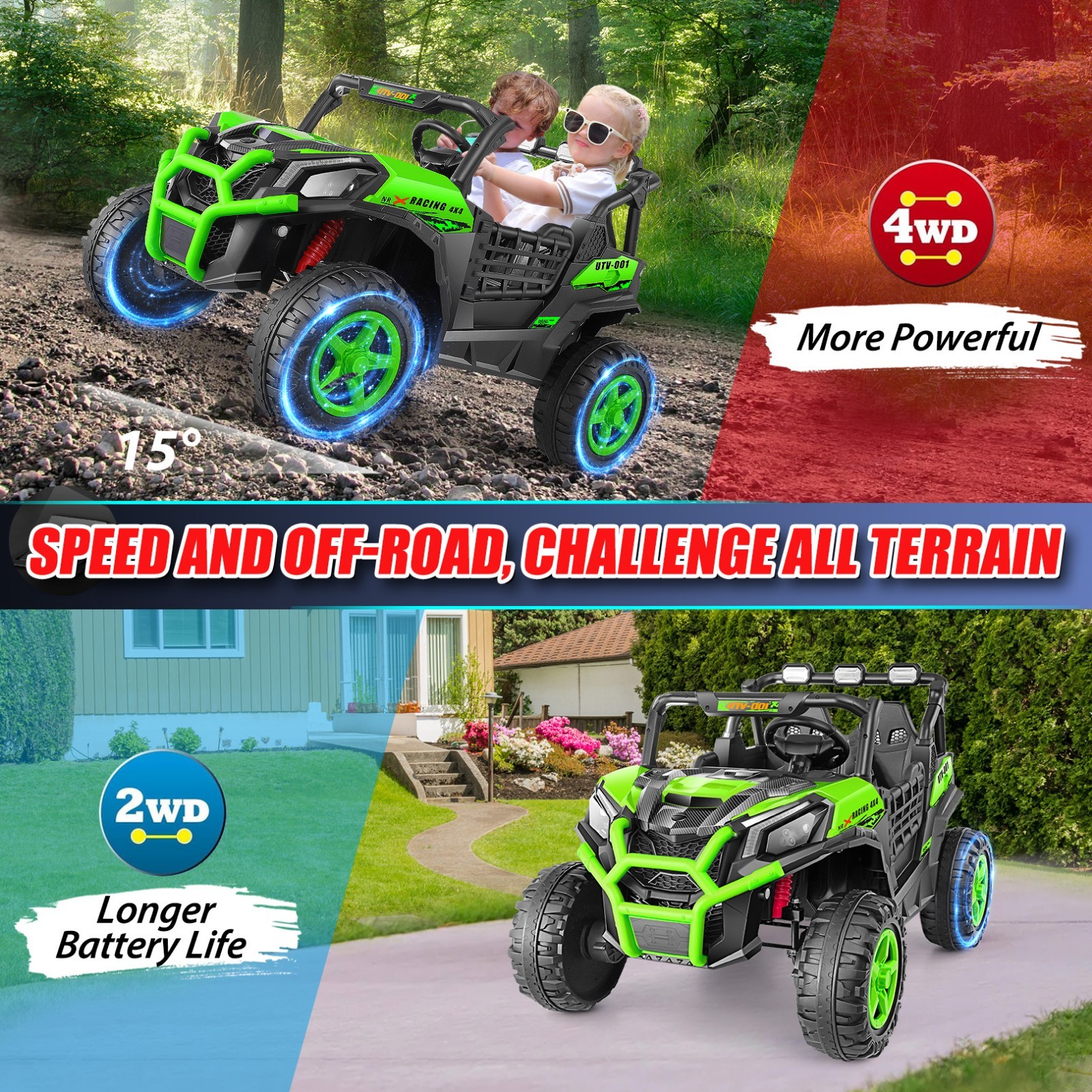 24V Battery Power Kids Electric Car 2 Seater Ride on Car Toys w/Remote Control
