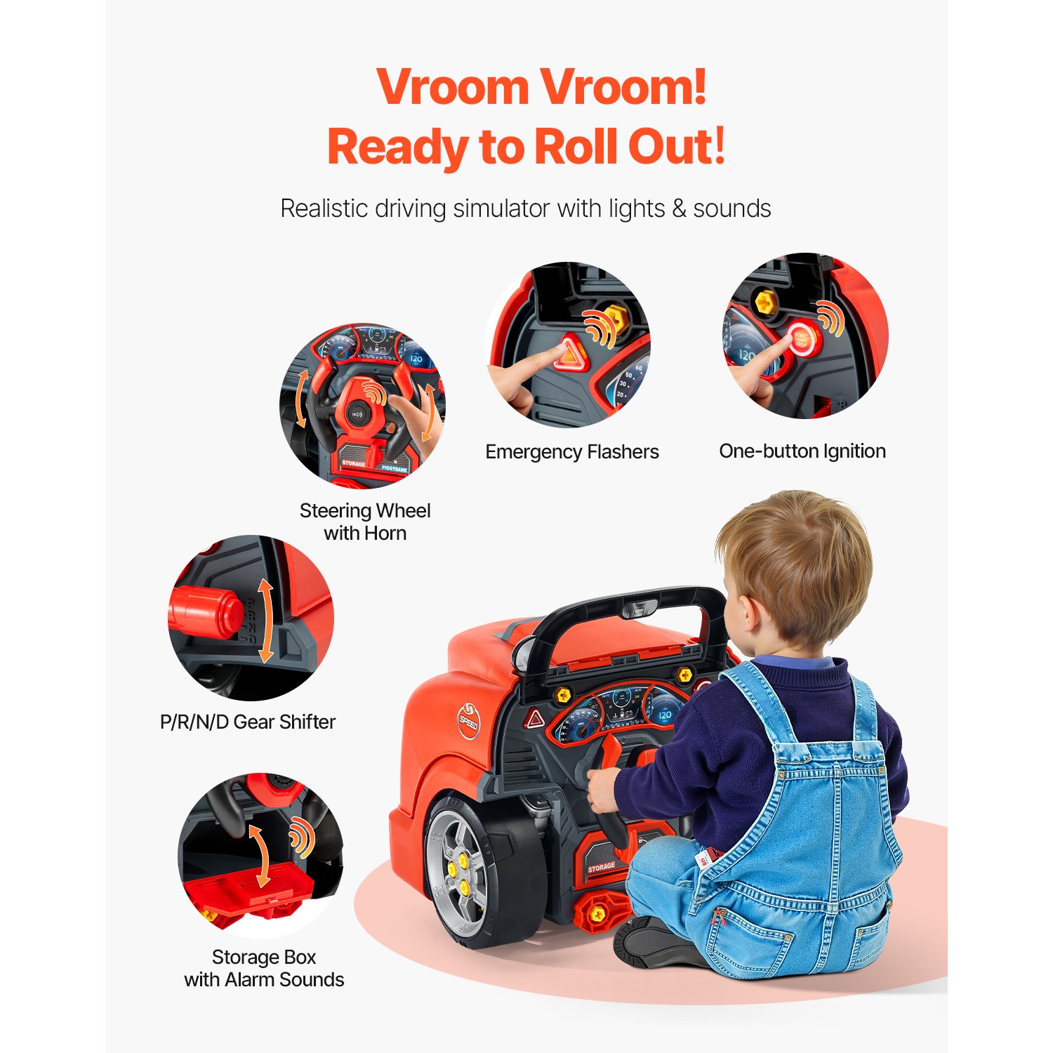 Engine Toy Kids Mechanic Car Repair Set with Removable Parts Red