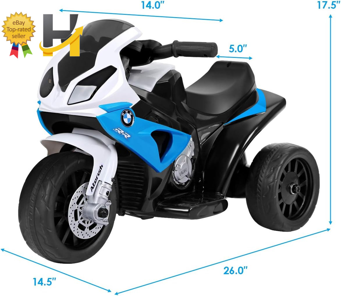 Licensed BMW Kids Electric 3-Wheel Ride-On Motorcycle Toy for Boys & Girls, with