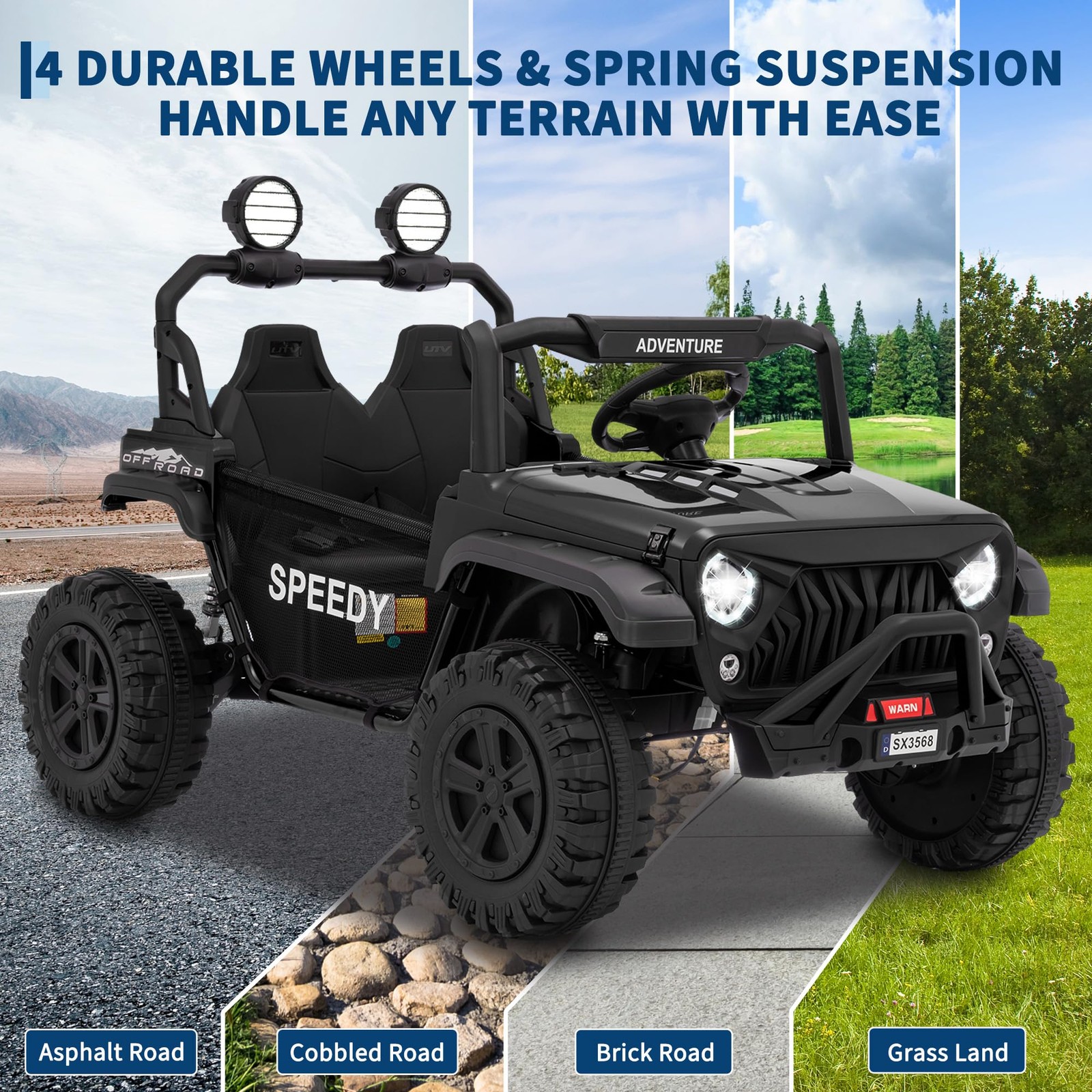 24V 4WD Ride on UTV for Big Kids, Off-Road Truck w/ Remote & Steel Frame