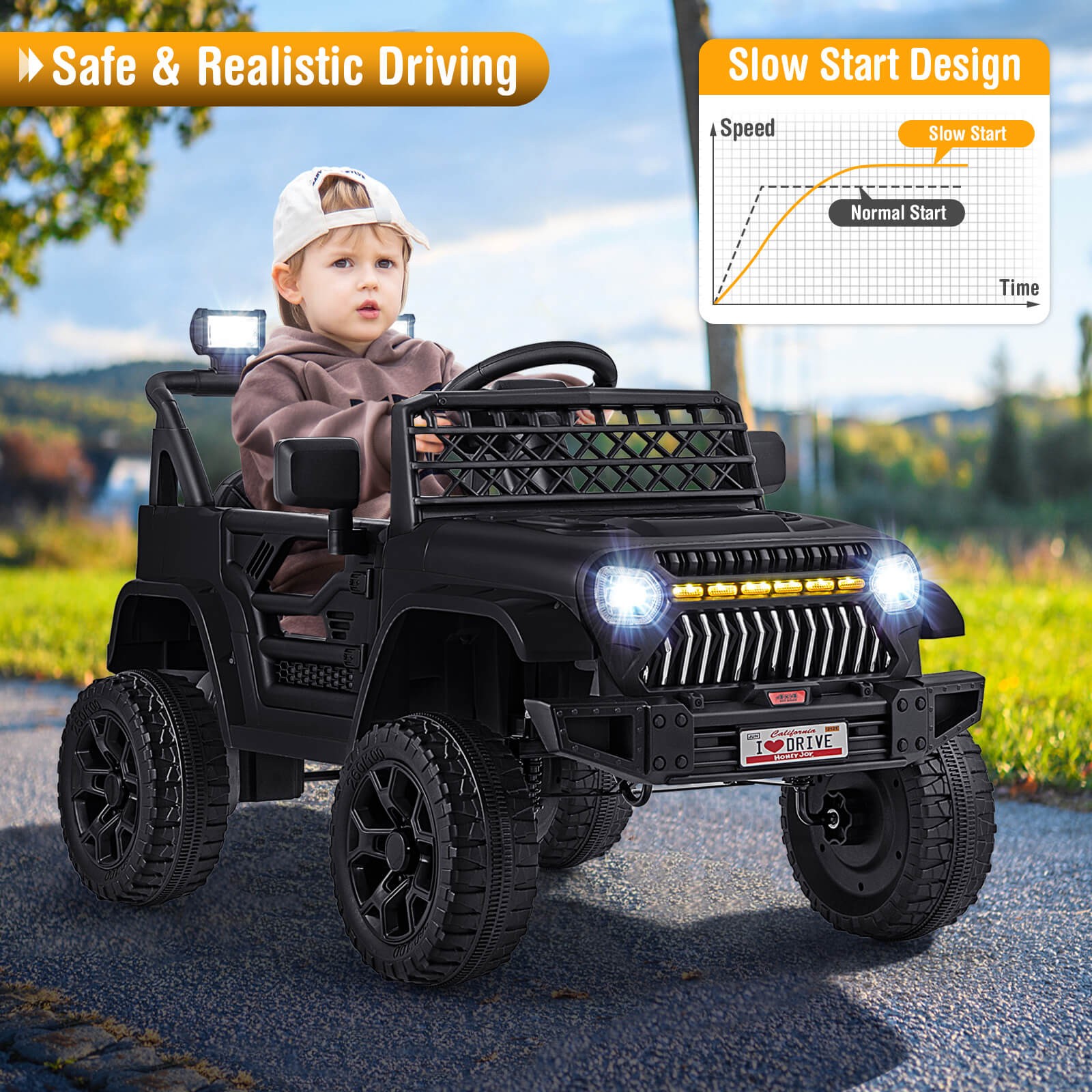 12V Kids Ride on Truck Car Battery Powered Toddler Electric Vehicle w/ 3 Speeds