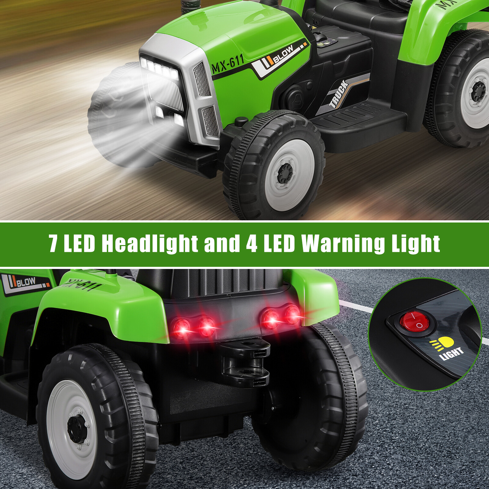 12V Kids Electric Ride on Tractor Battery Powered w/Remote +Trailer Xmas Gifts