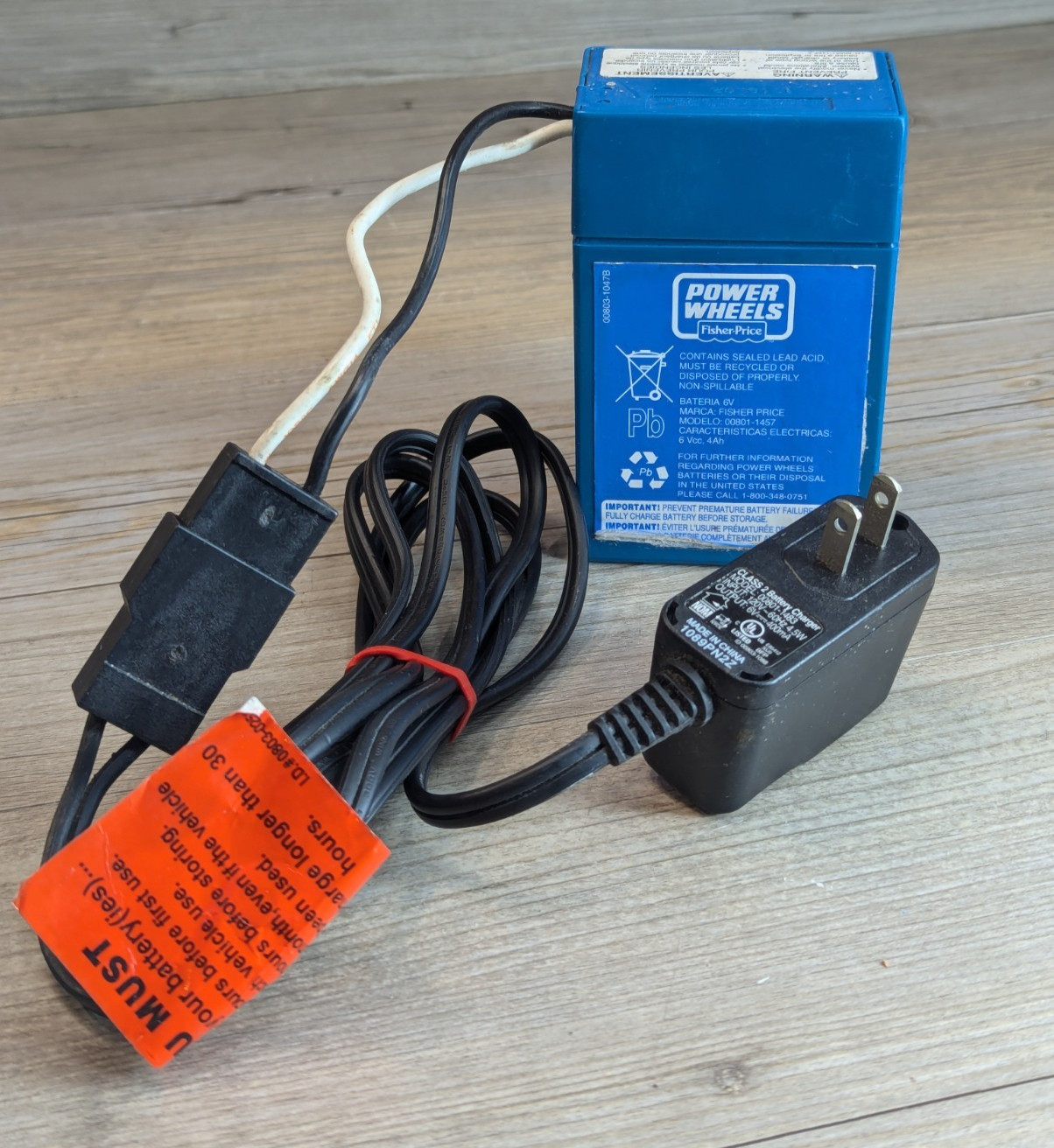 Fisher-Price Power Wheels 6V 4.0 Amp Battery Model 00801-1457 & Power Cord