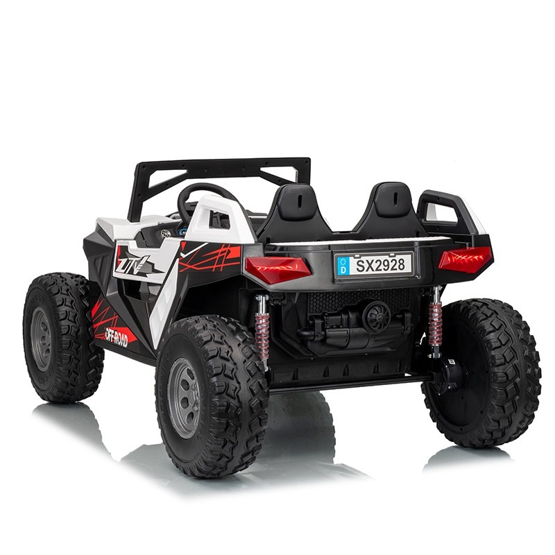 XXXL 24v Kids (3-8) Dune Buggy AWD 2 Leather Seats W/ Rubber Wheels AC & TV & RC