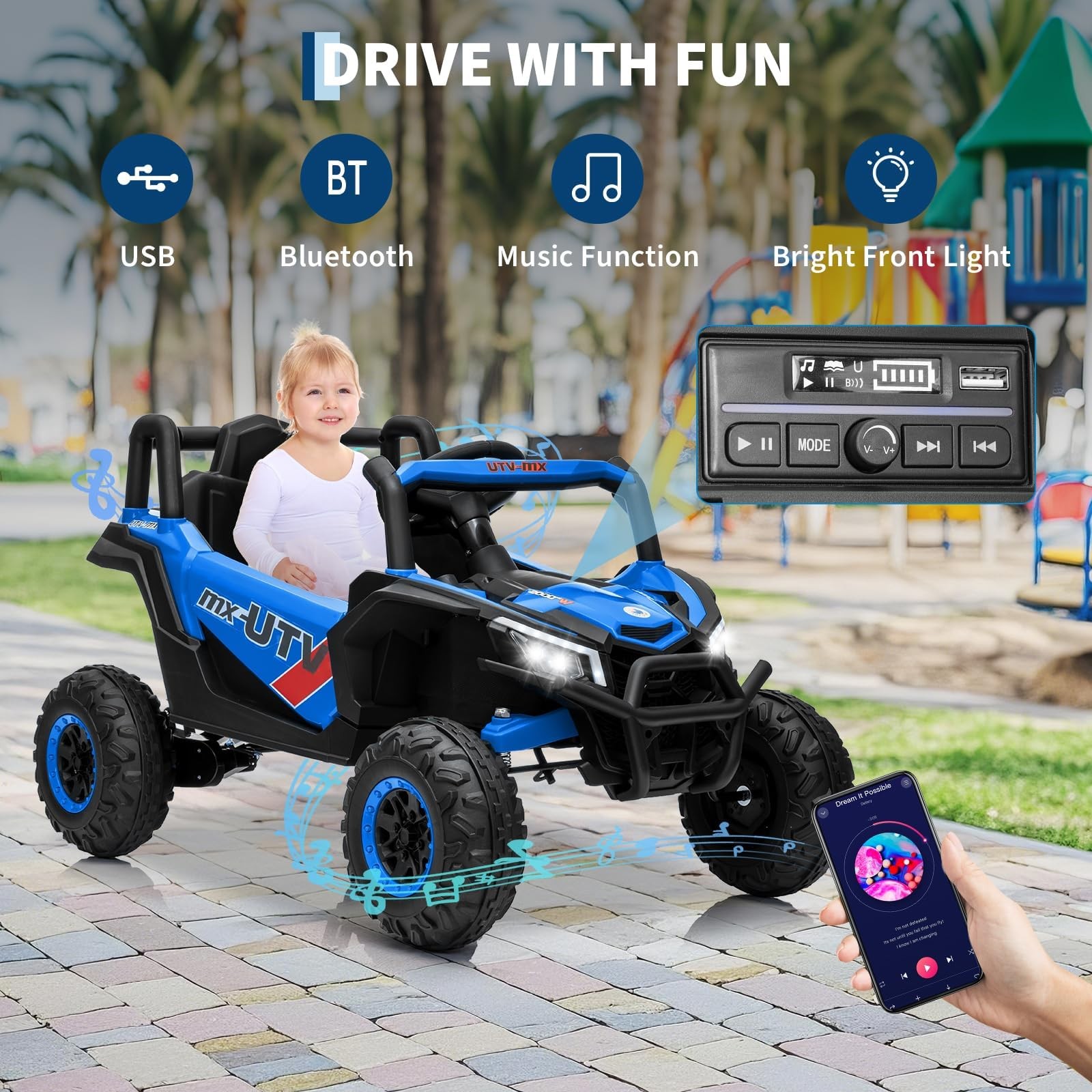 Electric Ride-On Car for Kid 12V Ride-On Toy for Children w/ 2.4G Remote Control