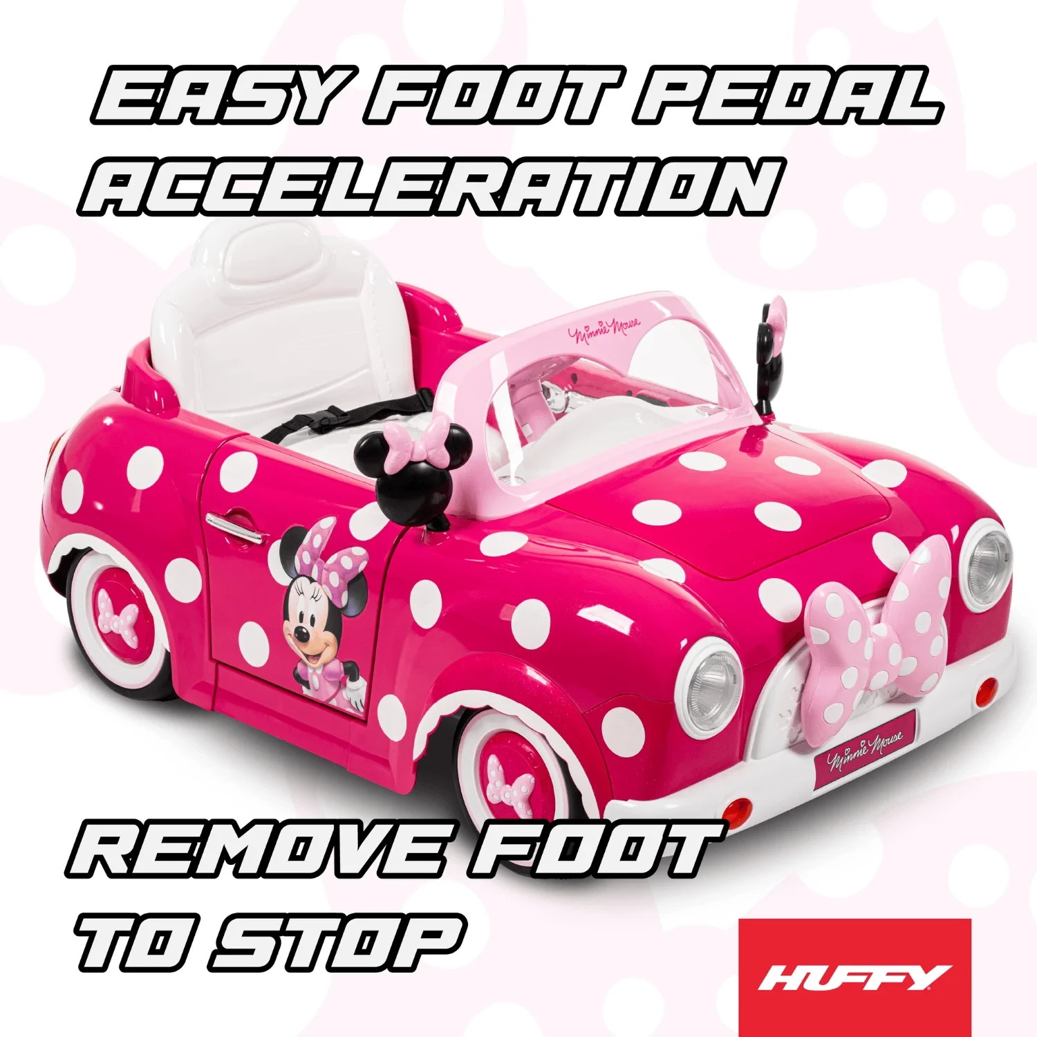 Huffy Minnie Mouse 6V Battery-Powered Ride-On Car for Kids Ages 3+