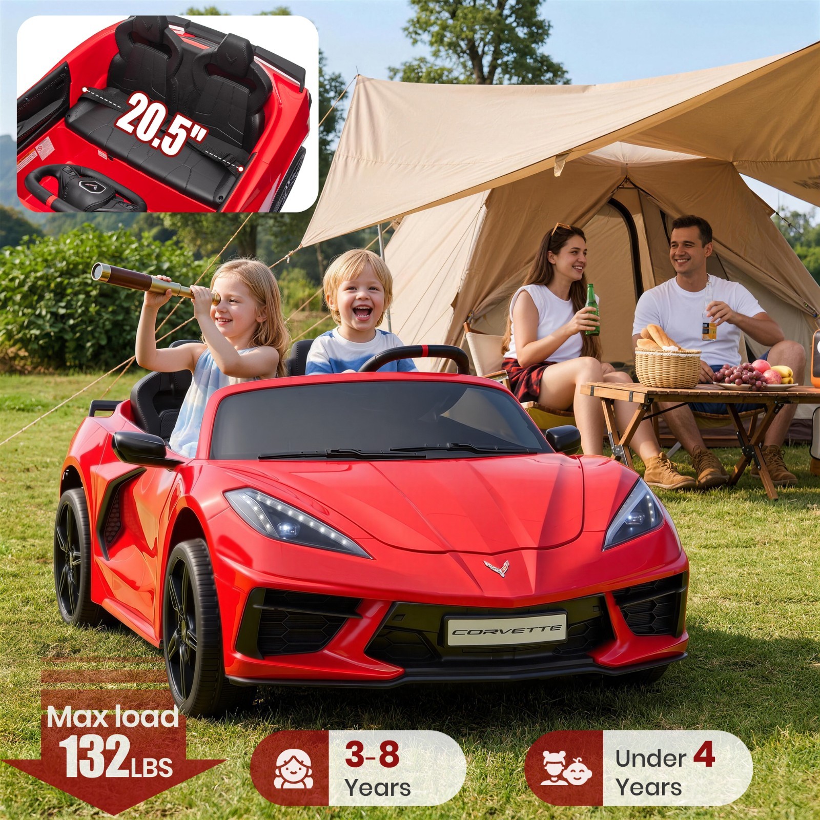24V 4WD Kids Ride On Car 4 Motors 7AH Battery, LED, MP3, Spring Suspension, Gift