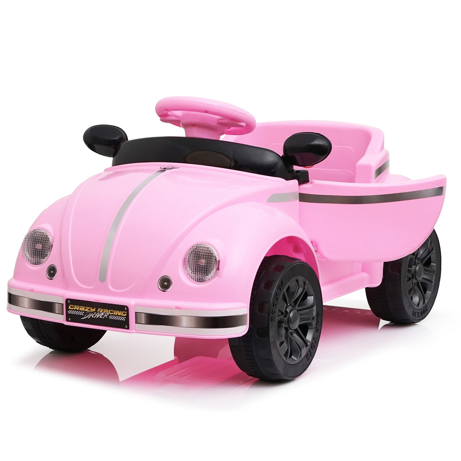 Cuteness Vintage Style 12V Kids Ride On Car RC Parent Control LED Light Music