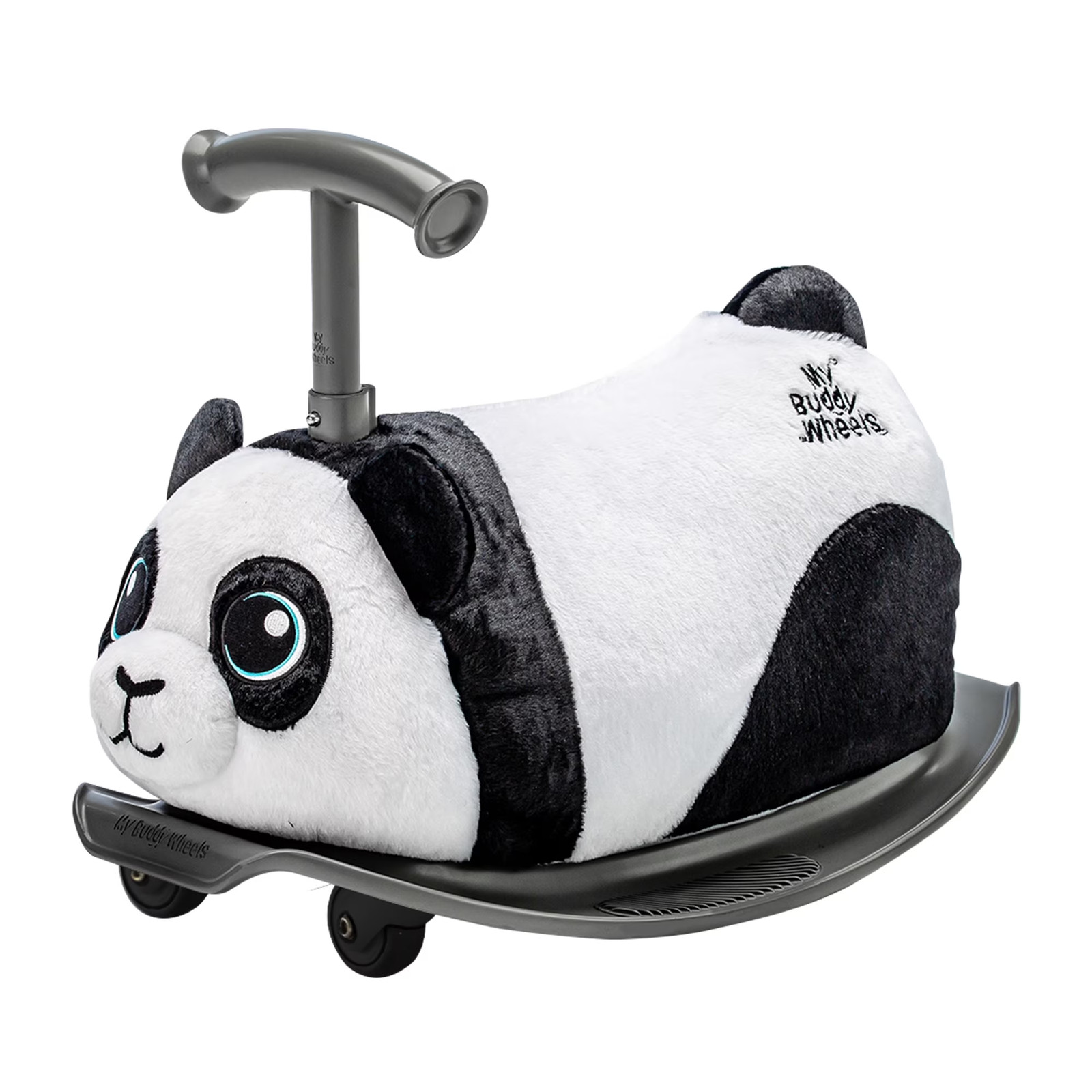 Kids Ride On Toy 2-in-1 Panda Bear Soft Plush Toddler Rocker Anti-Slip Footplate
