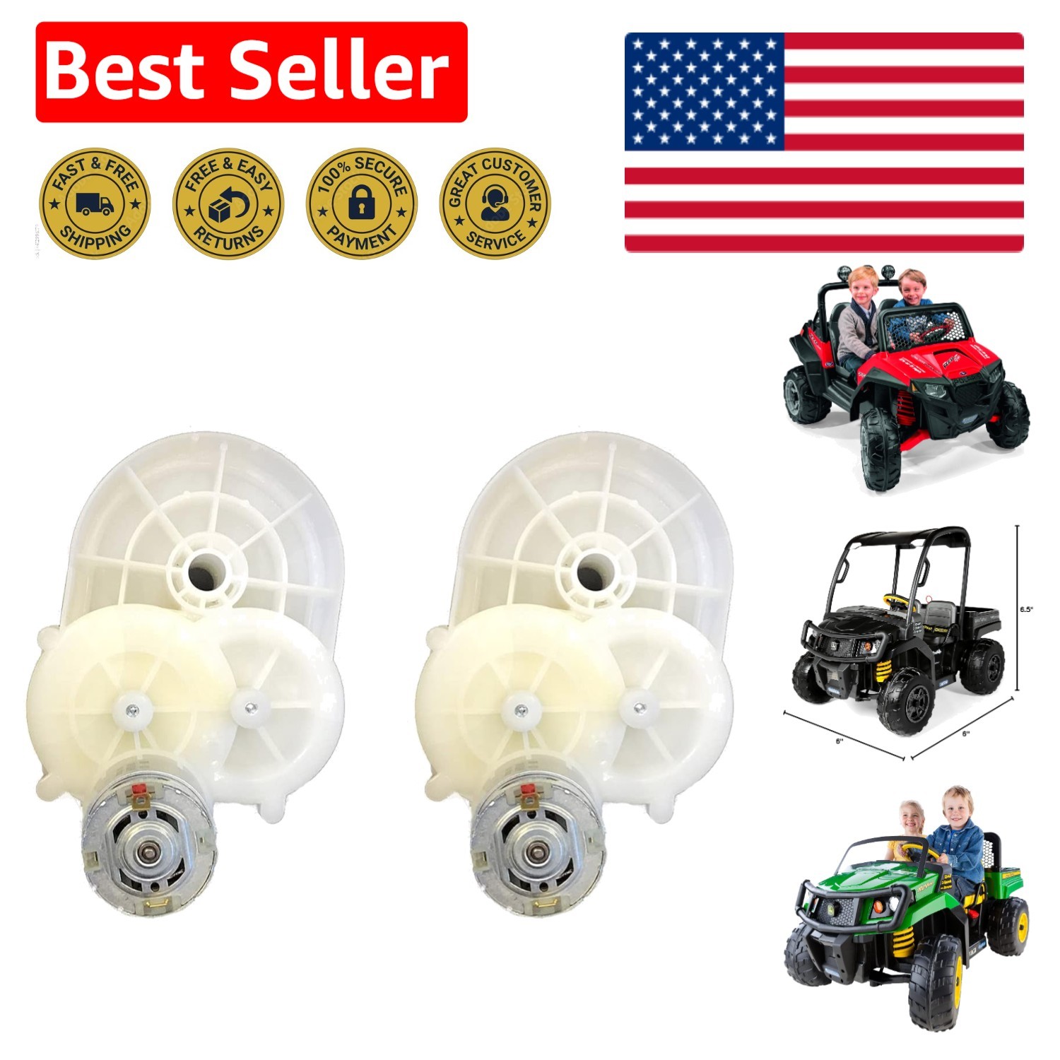 Durable 12V Motor Gearbox Assembly for Polaris RZR & John Deere Gator Toys