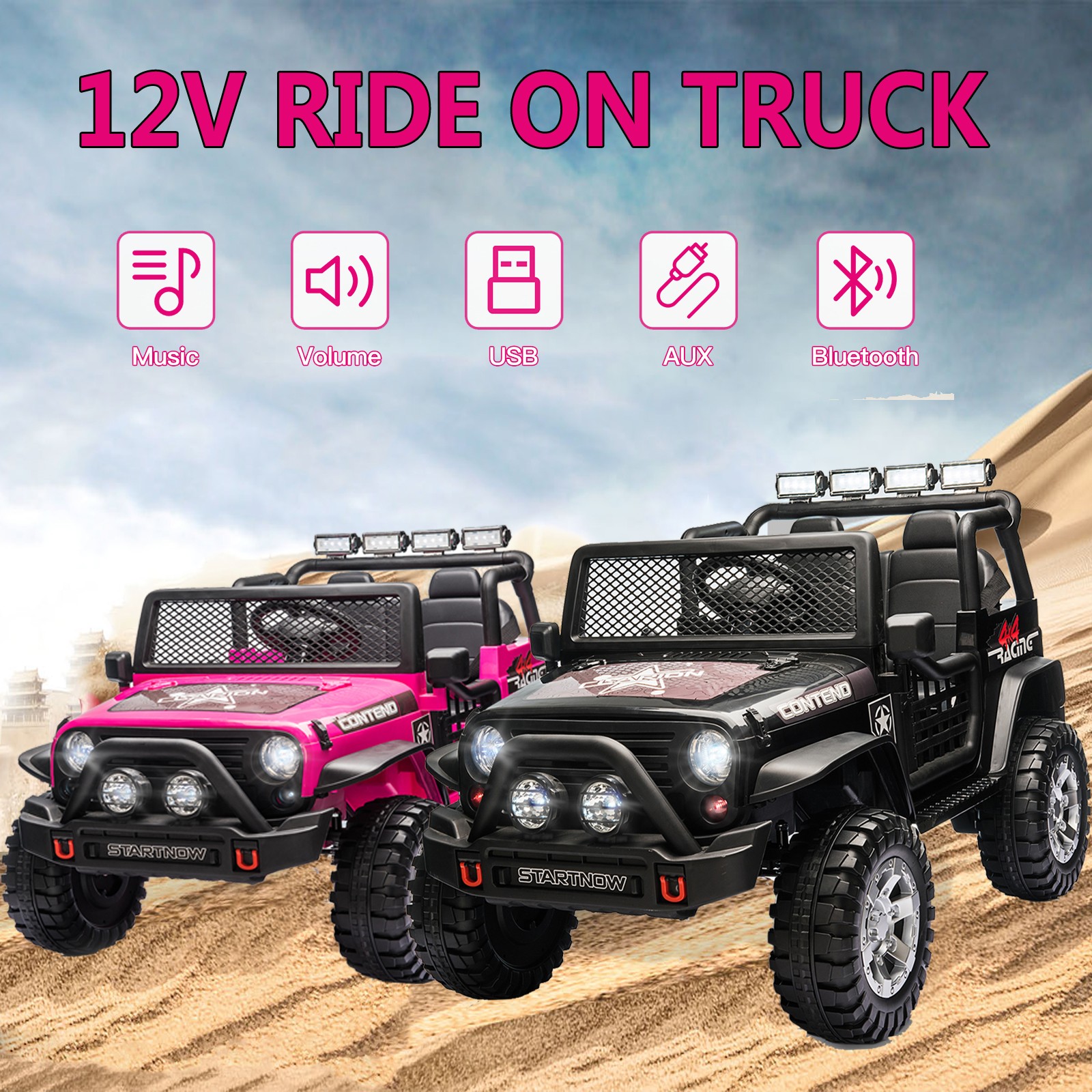 2 Seater Kids Ride On Truck Car 12V Battery Powered Electric Vehicle with Remote
