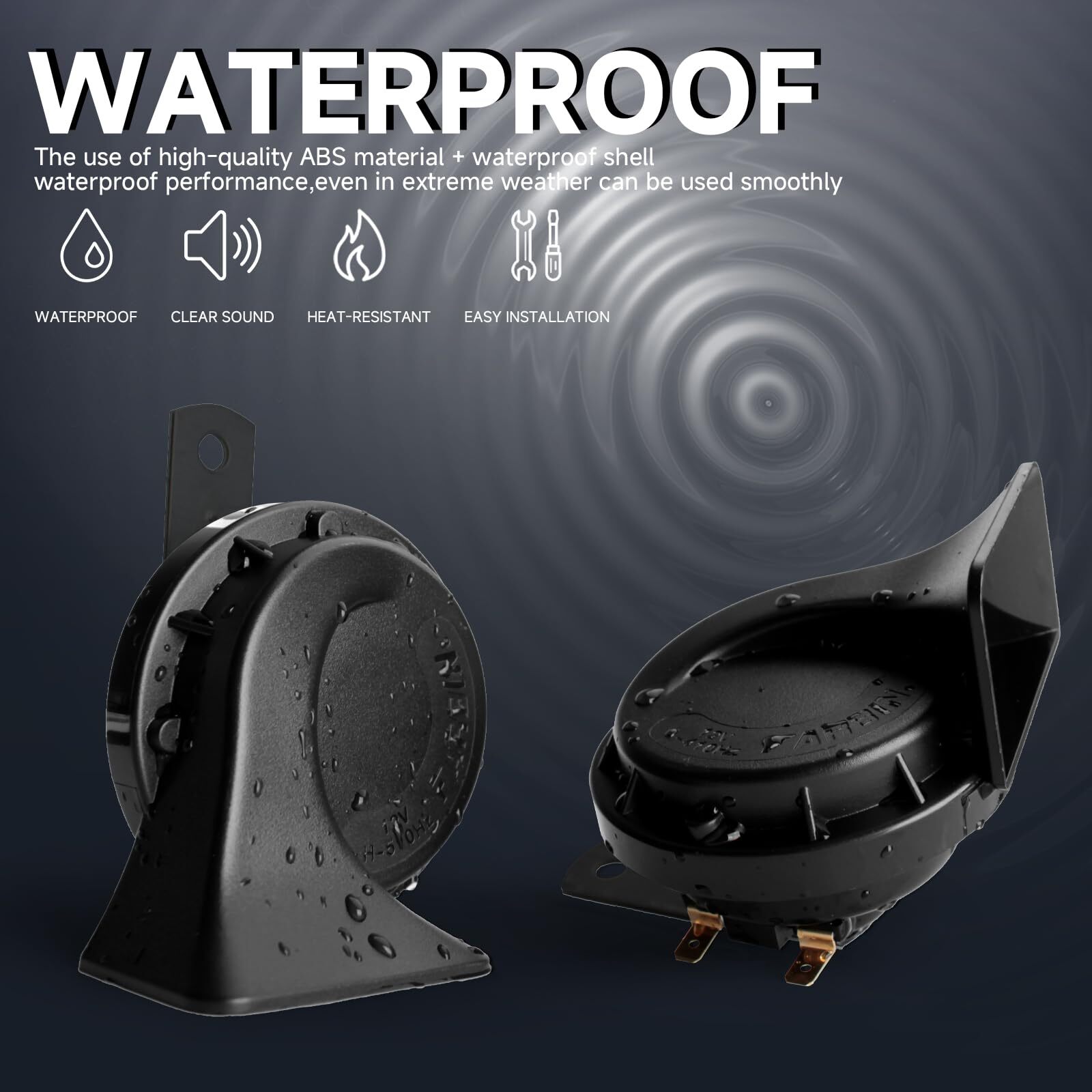 12V Compact Waterproof Snail Horn Kit for Trucks Cars and Motorcycles