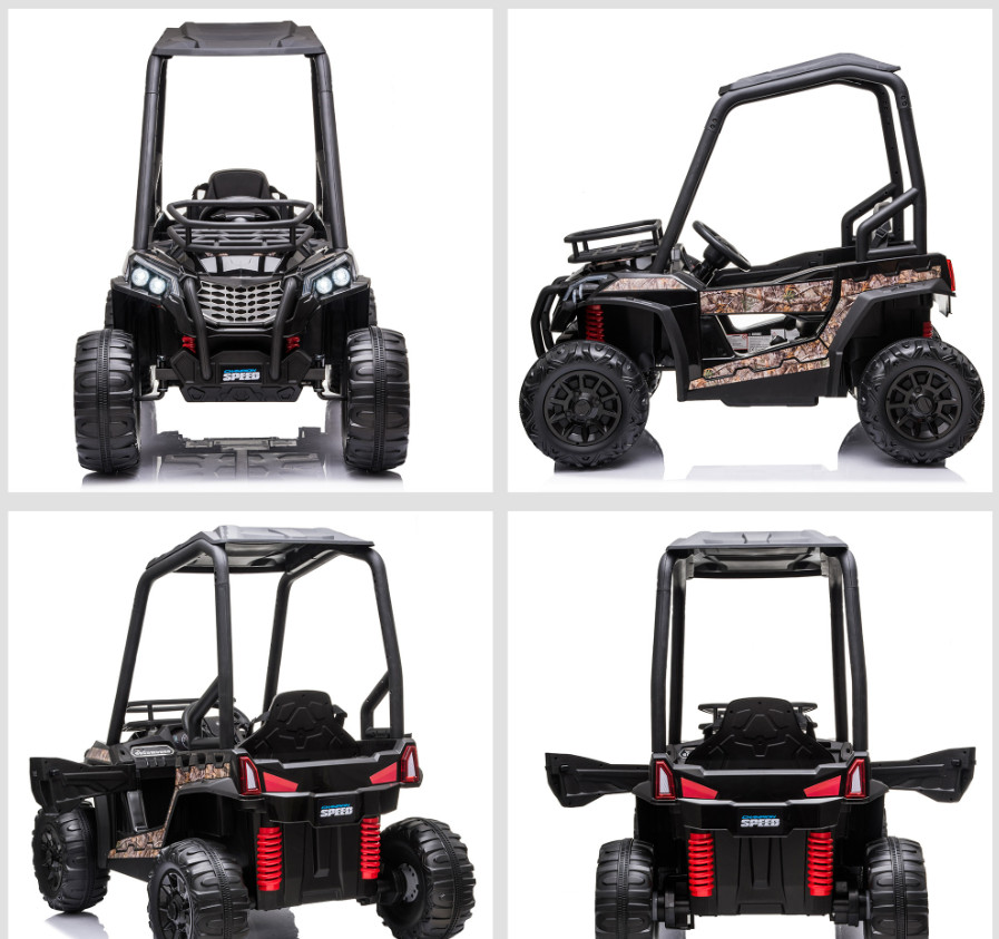 12V Kids Electric Ride On Car UTV Black Camouflage Remote Control MP3