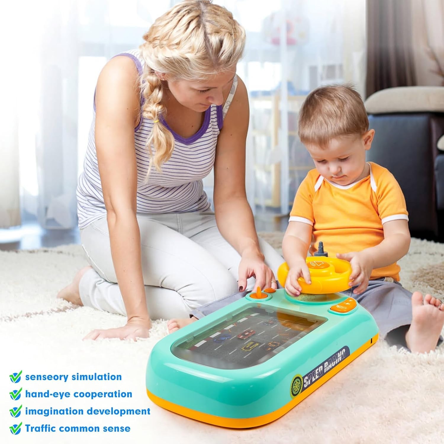 Educational Steering Wheel Toy | Toddler Traffic Sense & Hand-Eye Coordination