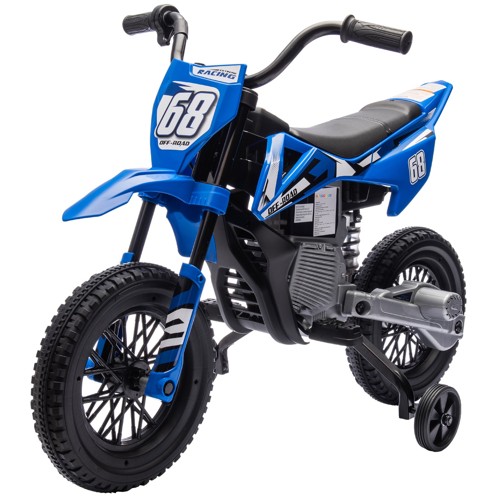 12V Kids Motorcycle W/ Twist Grip Throttle, Rear Suspension, Blue