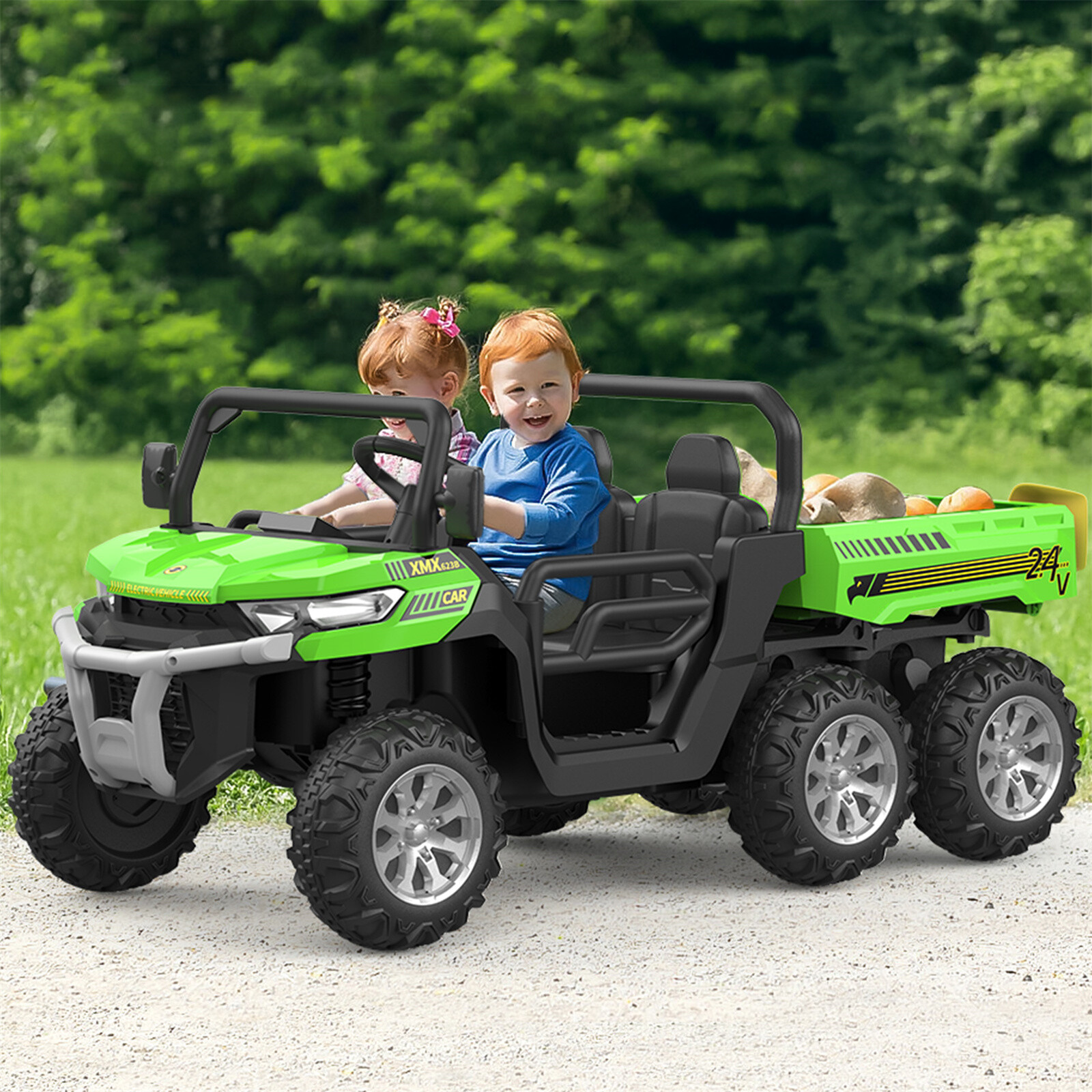 24V Ride on Dump Truck with Remote Control Electric Dump Bed Electric Vehicles