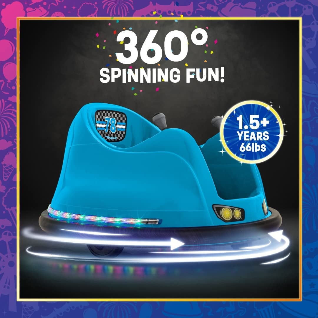Funpark 6V Bumper Car for Toddlers, 360° Spin, LED Lights, Ages 1.5-4 Years