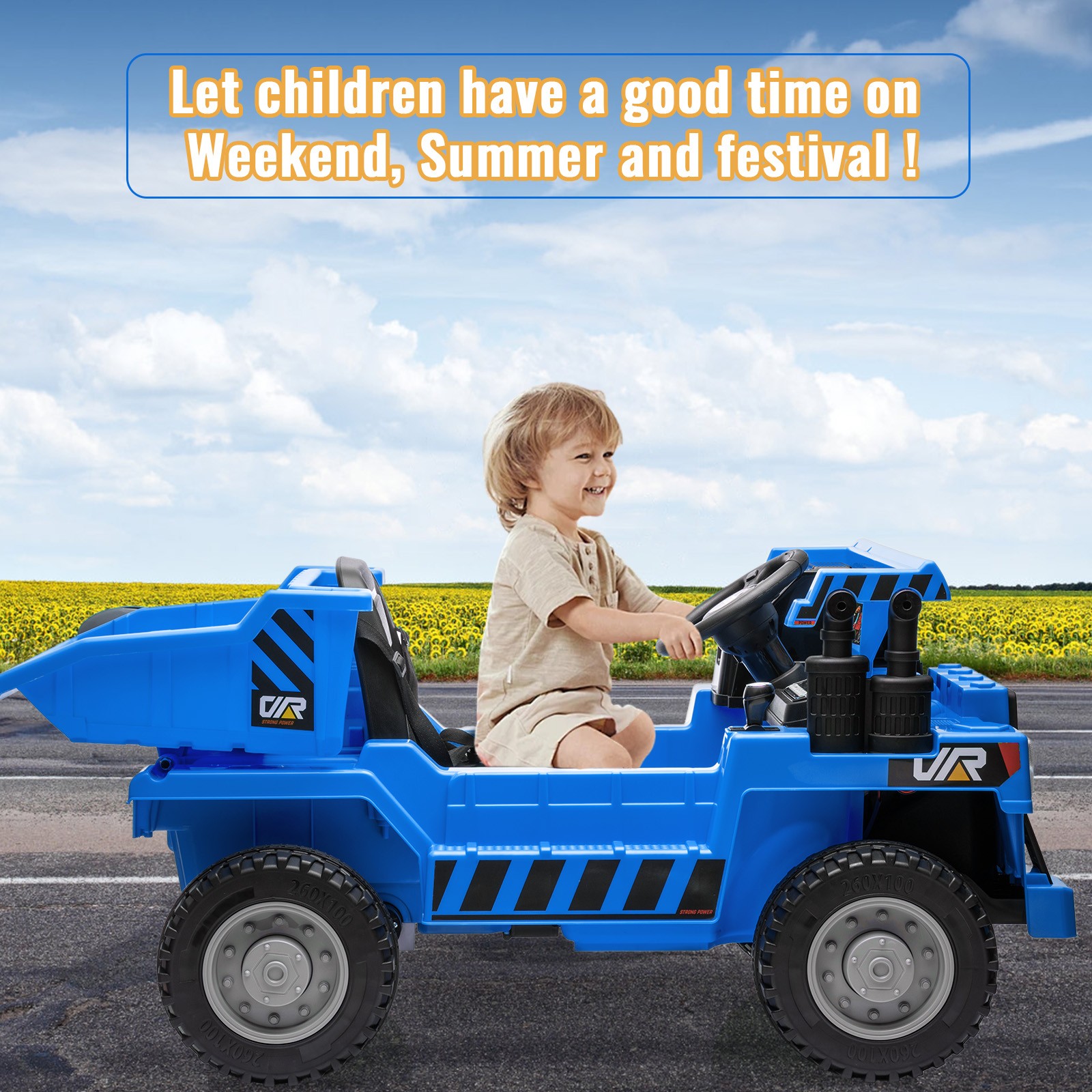 12V Ride On Dump Truck Toy Kids Electric Cars for Kids with Music Player