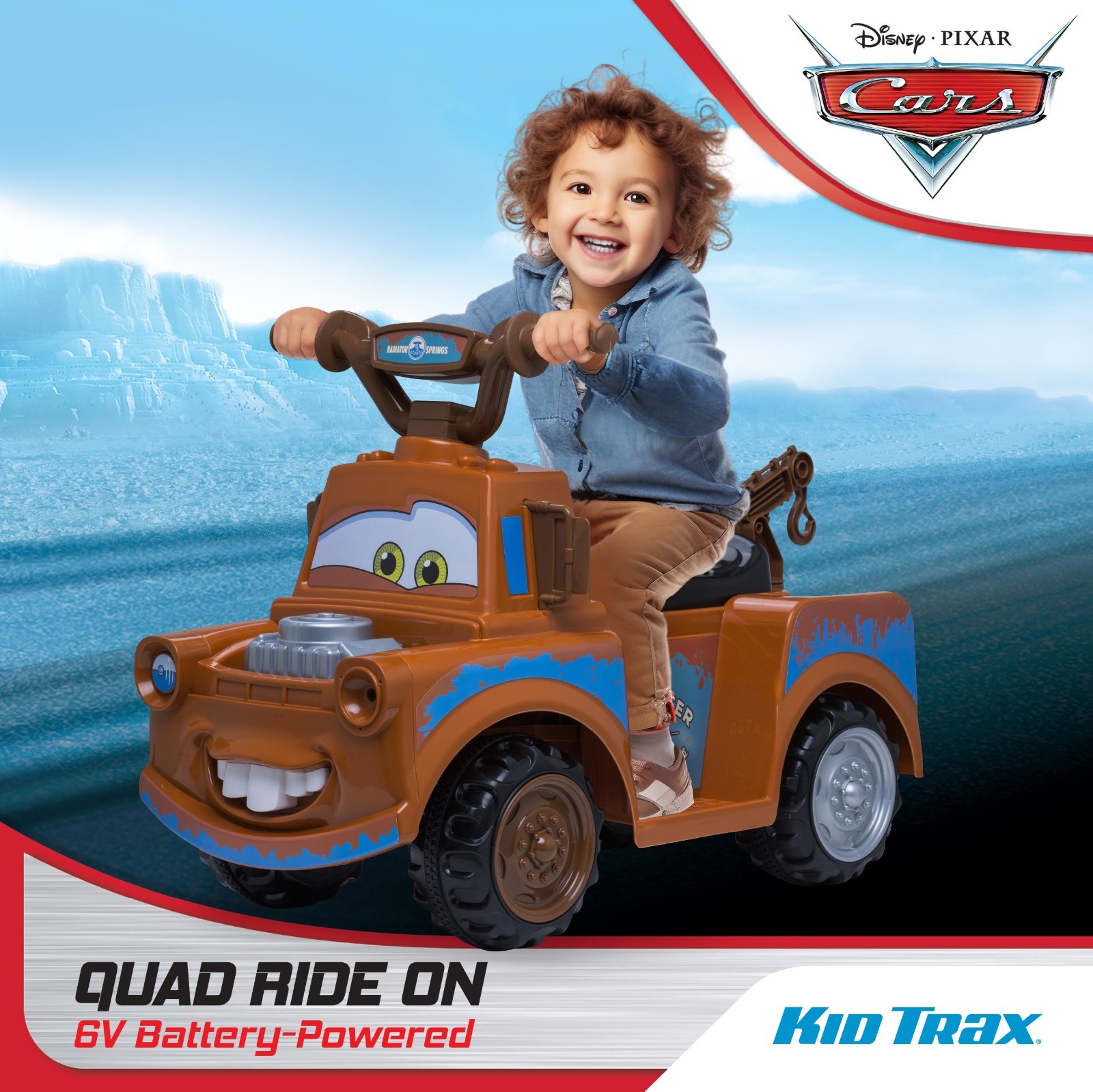 Electric Ride-On Quad for Toddlers – Disney Cars 3 Tow-Mater, 6V Battery, 45 lbs