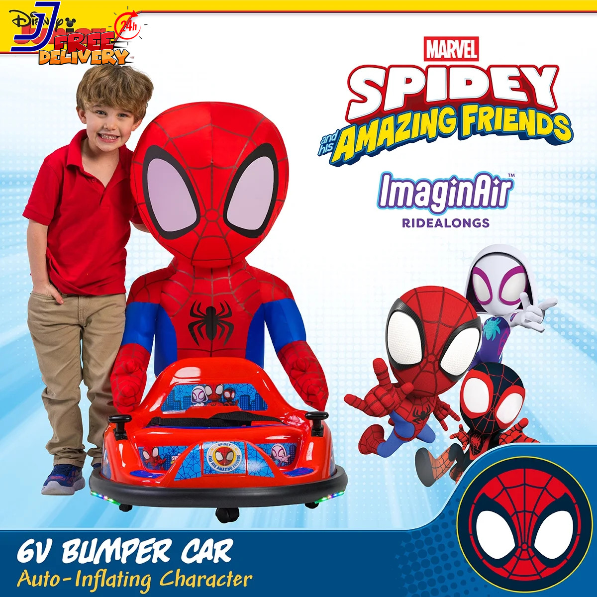Spidey Imaginair 6V Ride-On Bumper Car with Inflatable Character FREE SHIPPING