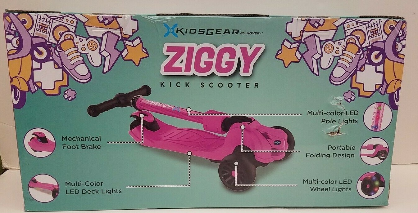 NEW HOVER-1 ZIGGY LED KidKick Scooter Folding Portable Lightweight FREE SHIPPING