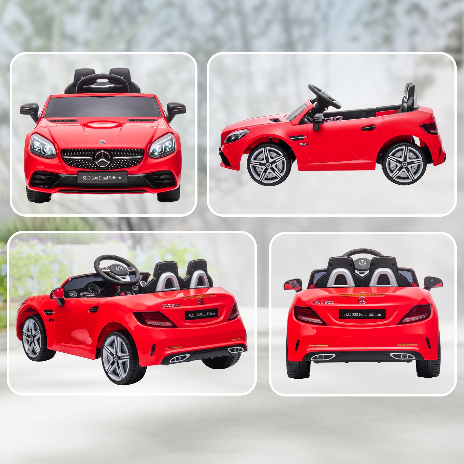 12V Electric Cars for Kids w/ Parental Remote, Two Motors, Music Lights Red