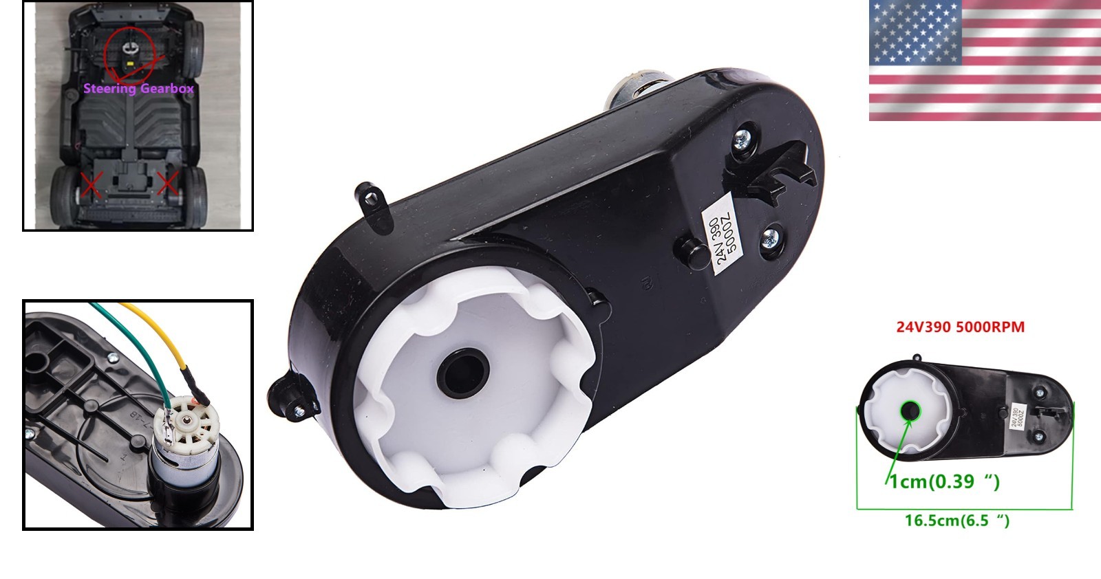 24V 390 Children Electric Car Steering Gearbox with 24 Volt Steering Motor, C…