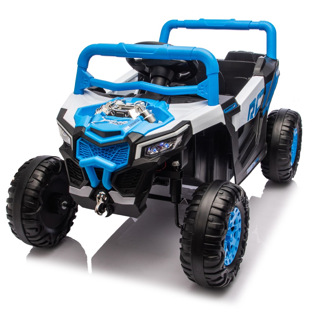 12V Kids Ride On Electric UTV, Anti-Slip Wheels w Front Shock Absorbers, Blue