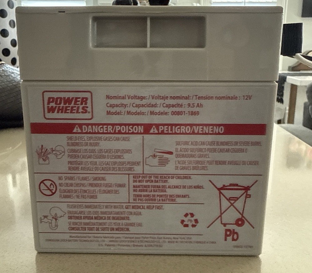 Power Wheels 12 Volt Battery 00801-1869 TESTED/WORKS. FAST SHIP