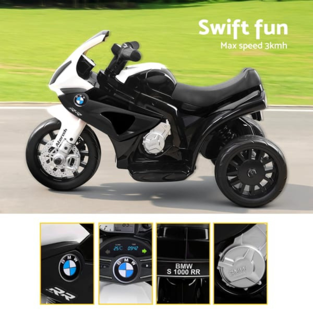 Ride On Motorcycle Electric BMW S1000RR Kids Motorbike Toy Black