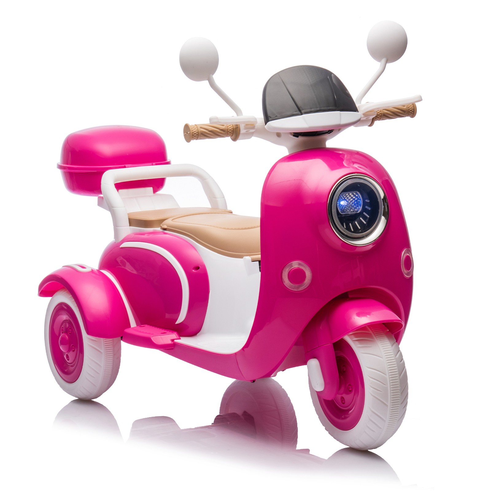 12V Two Motors Kids Ride On Level Up Two-seater 3 Wheel Toy for Kids 3-6 Rose
