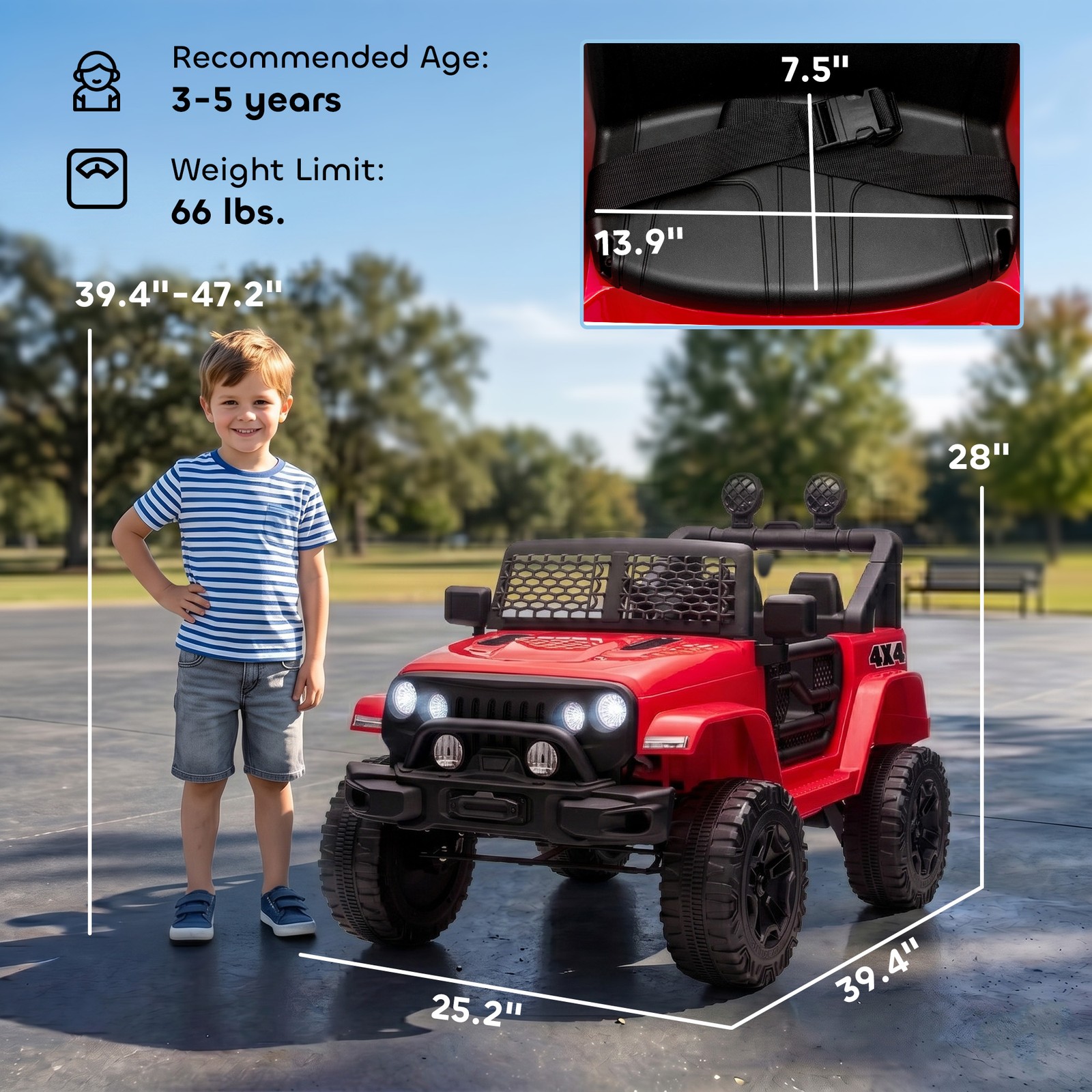 12V Kids Ride On Car Truck Electric Battery Riding Toy w/Remote, Red Refurbished
