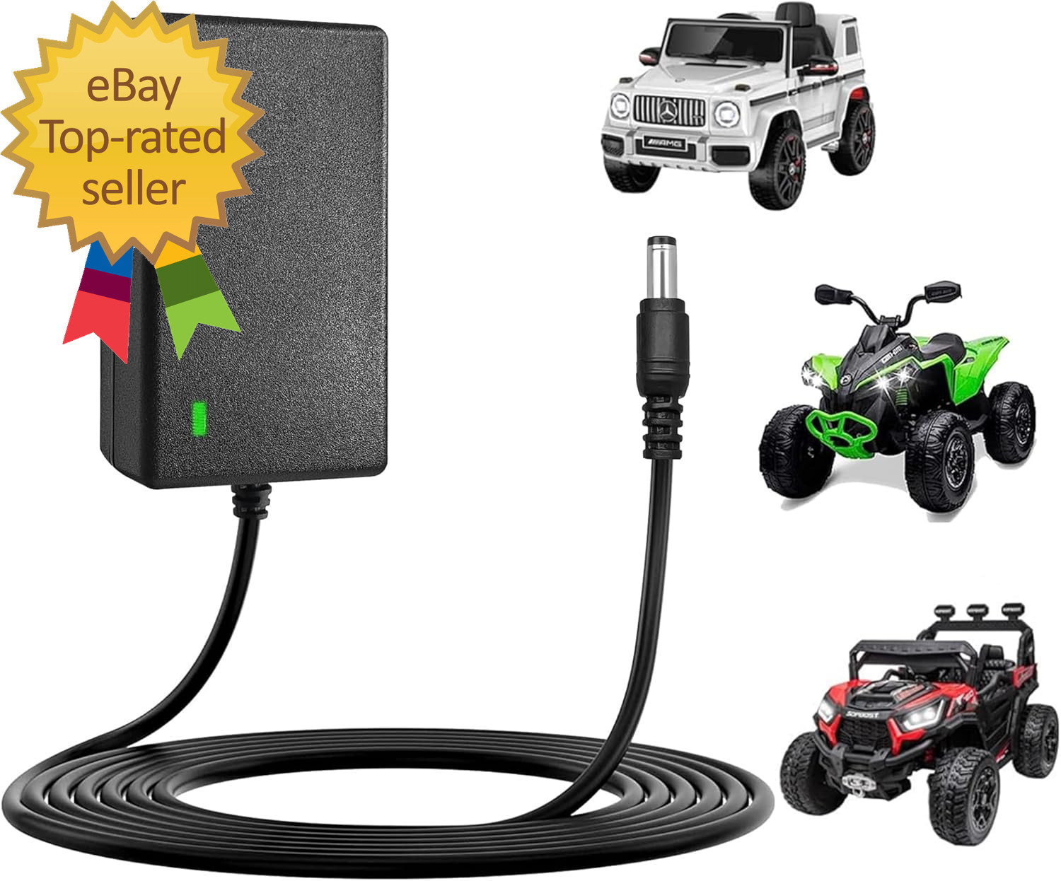 24V Battery Charger for Ride on Toys – Compatible with Power Wheels, Electric At