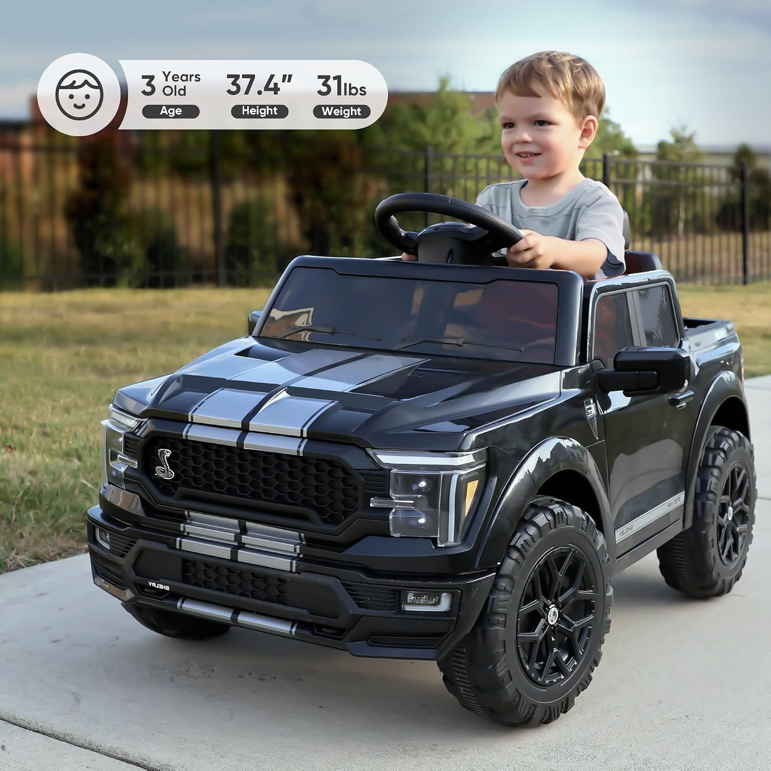 Hikiddo Licensed Ford Shelby F-150 24V Kids Ride on Toy, Electric Car for Kids w