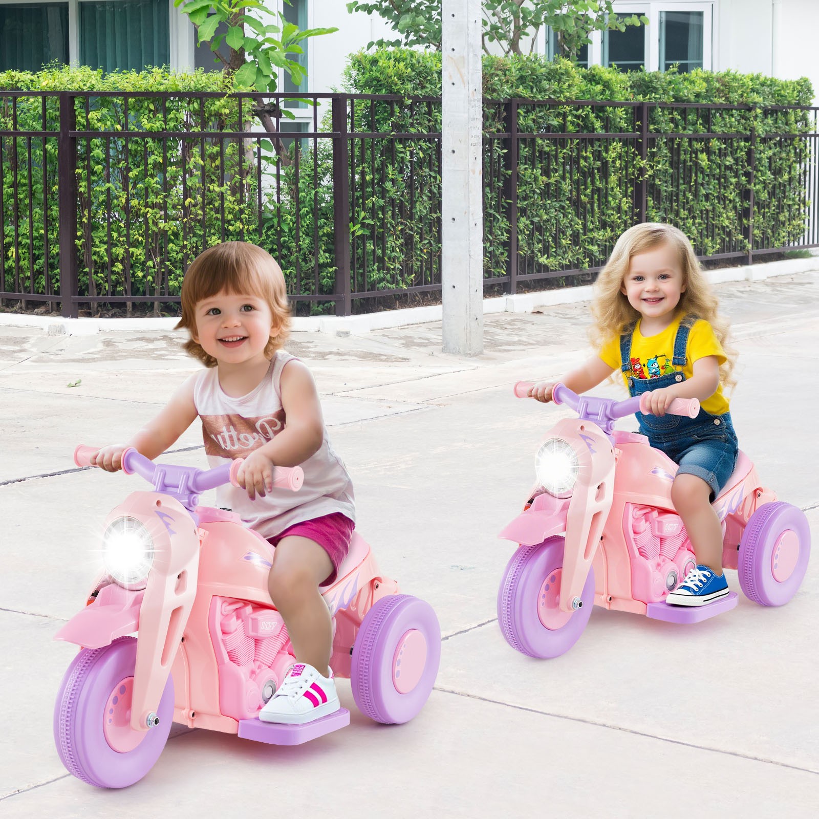 6V Kids Bubble Car Electric Ride on Motorcycle w/ Music Button & LED Headlight