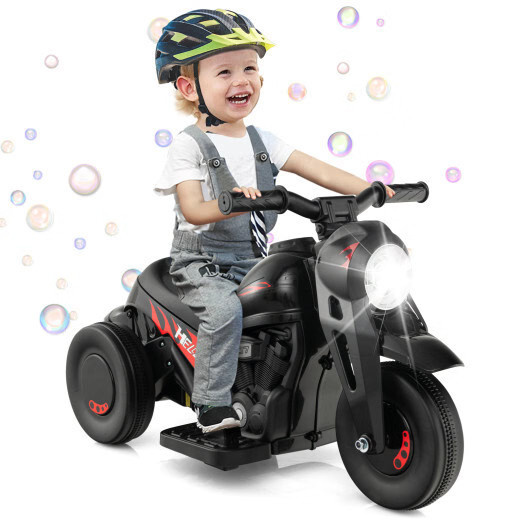6V Kids Electric Ride on Motorcycle with Bubble Maker and Music-Black – Color: B