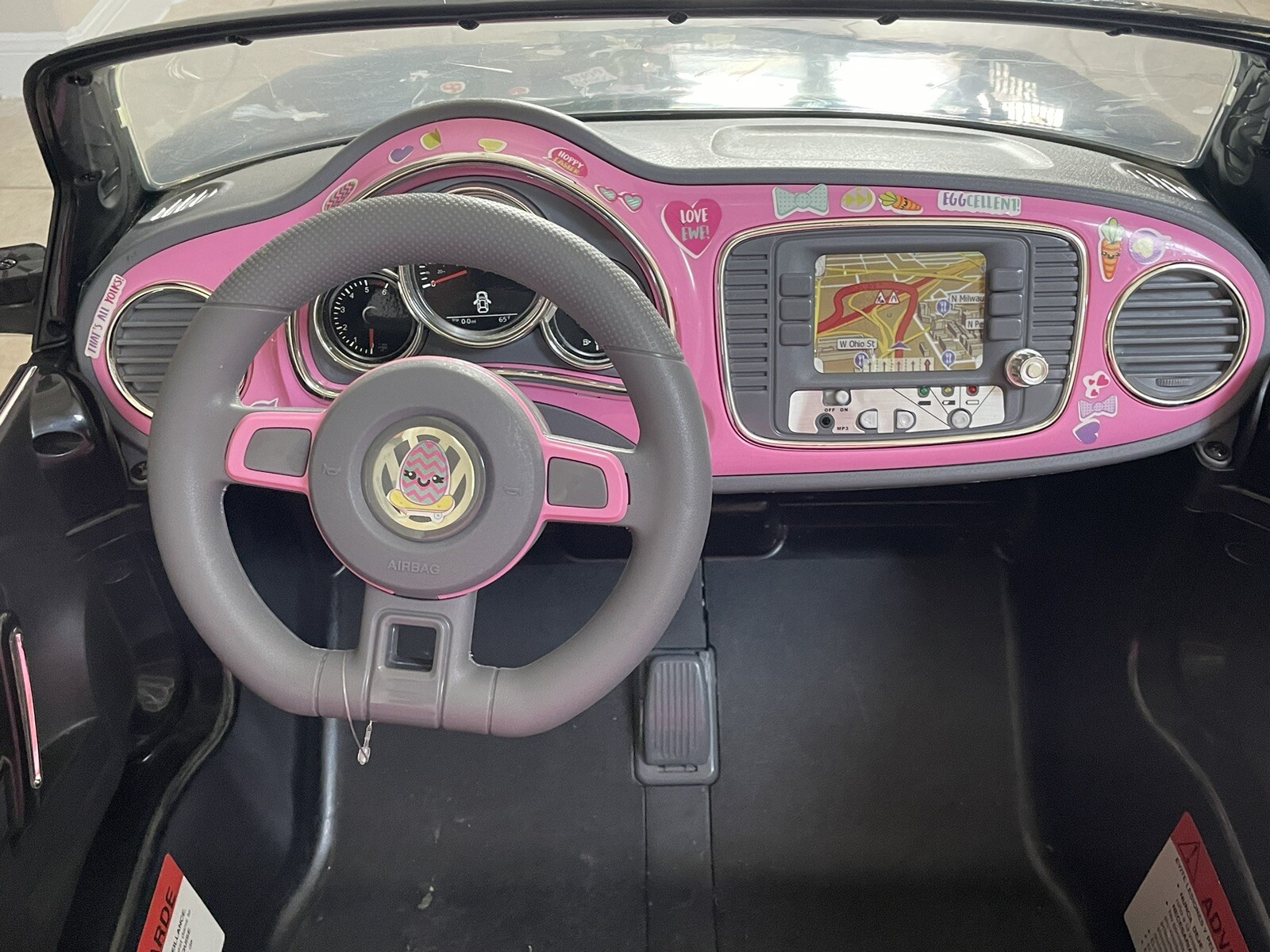 Kid Trax Pacific Cycle Black Pink Volkswagen Beetle Ride On Electric Car 2-Seat