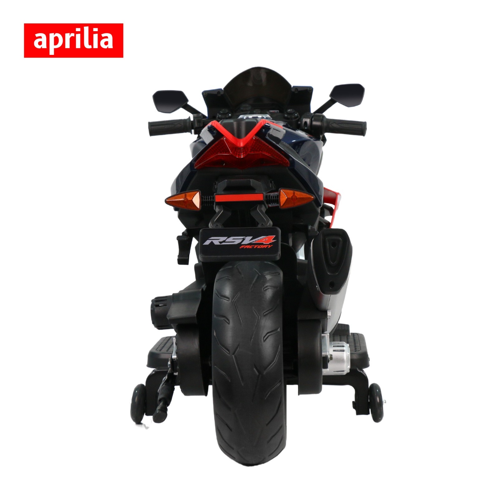 Blue Aprilia 24V Kids Electric Motorcycle 6mph Dirt Bike Ride on Toy w/Bluetooth