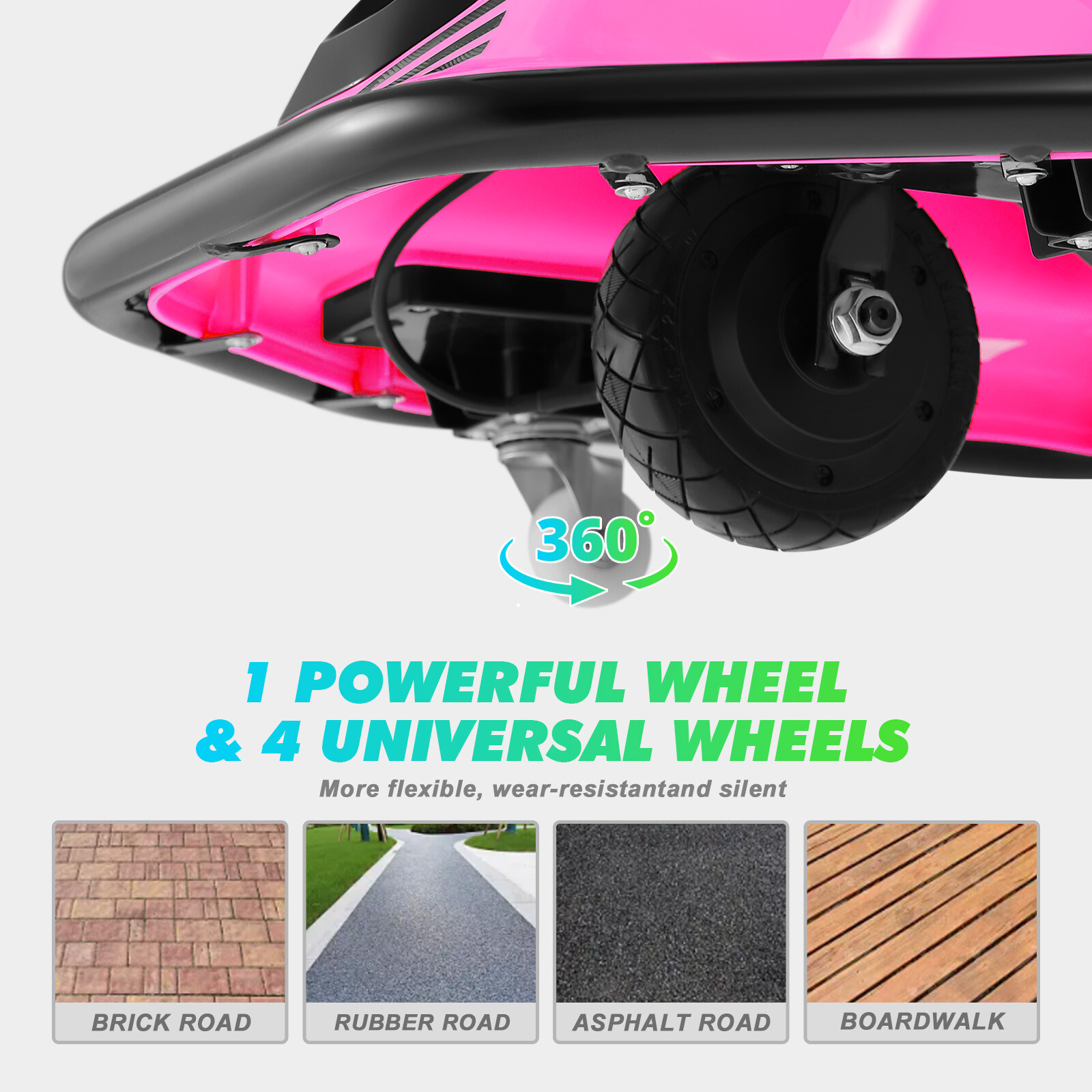 24V Electric 360° Rotating Ride On Drifting Car with 2Speed,Flag,Bluetooth,Music