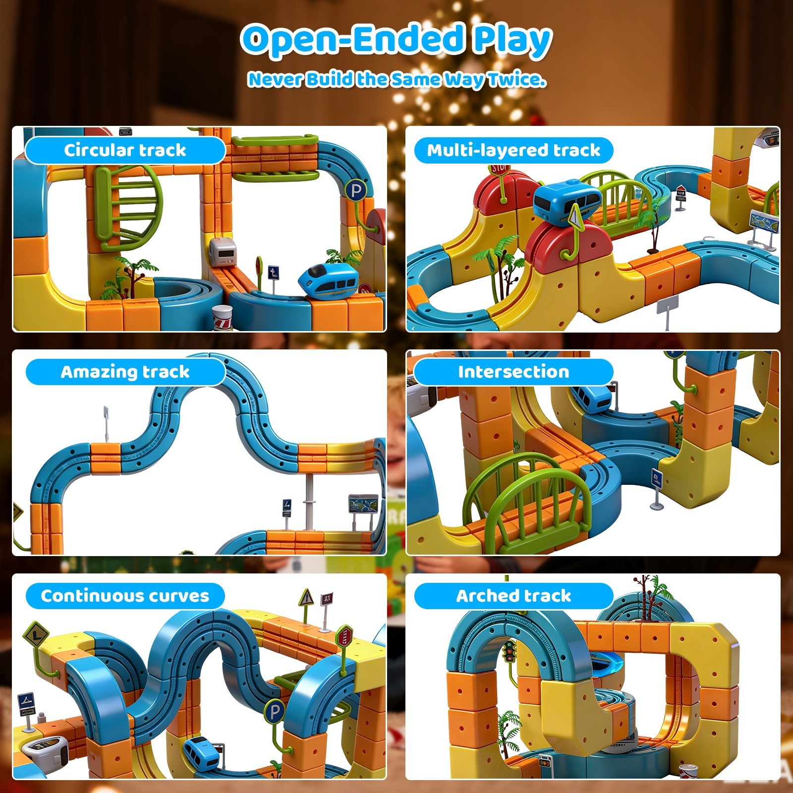 Cube Track Fusion Electric Train Set, Buildable Gravity Rail Toy for Kids 4-8