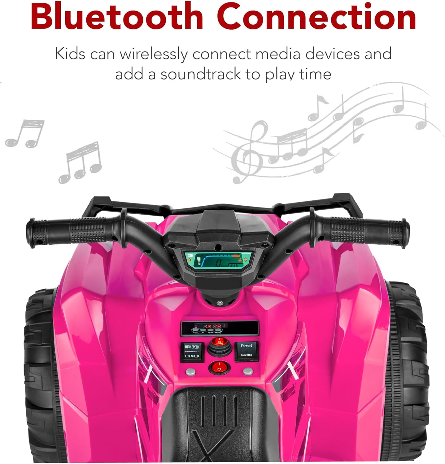 12V Kids Ride-On Electric ATV, 4-Wheeler Quad Car Toy W/Bluetooth Audio, 2.4Mph