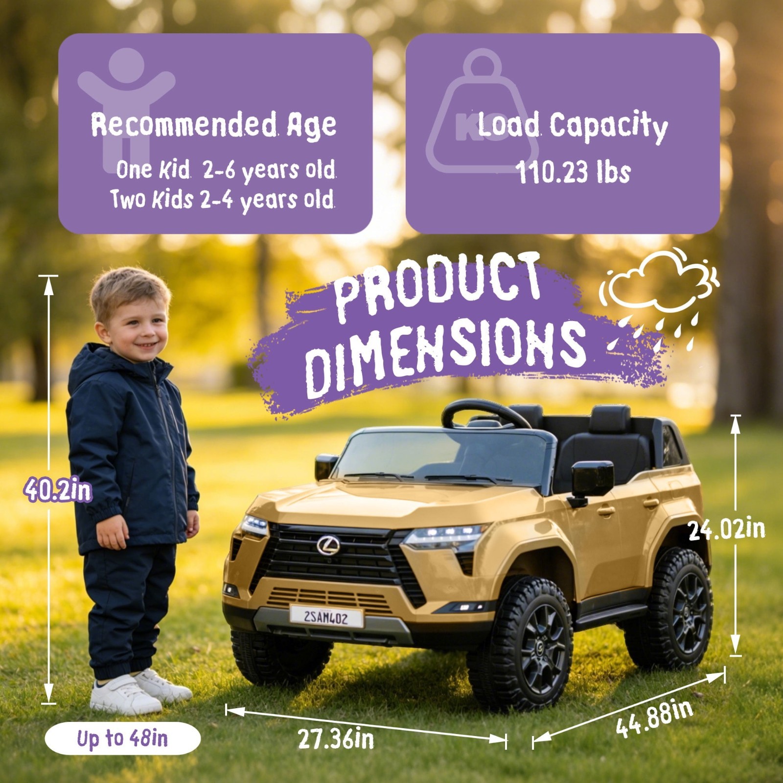 Lexus GX550 24V Kids Ride On Car 2-Seater Electric Truck Toy 3.73MPH with Remote