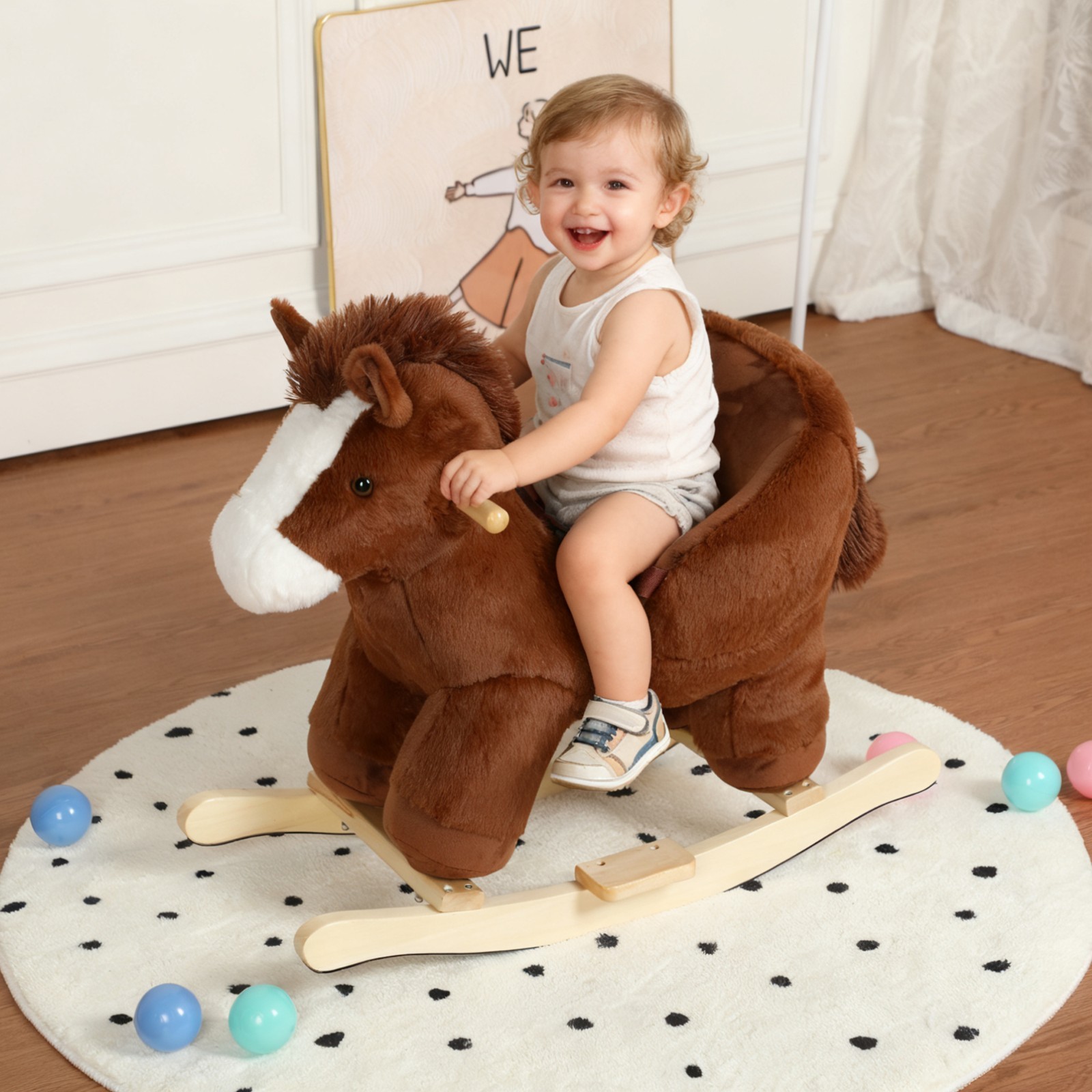 Kids Ride-On Rocking Toy with Lullaby Song Animal Rocking for for Toddlers