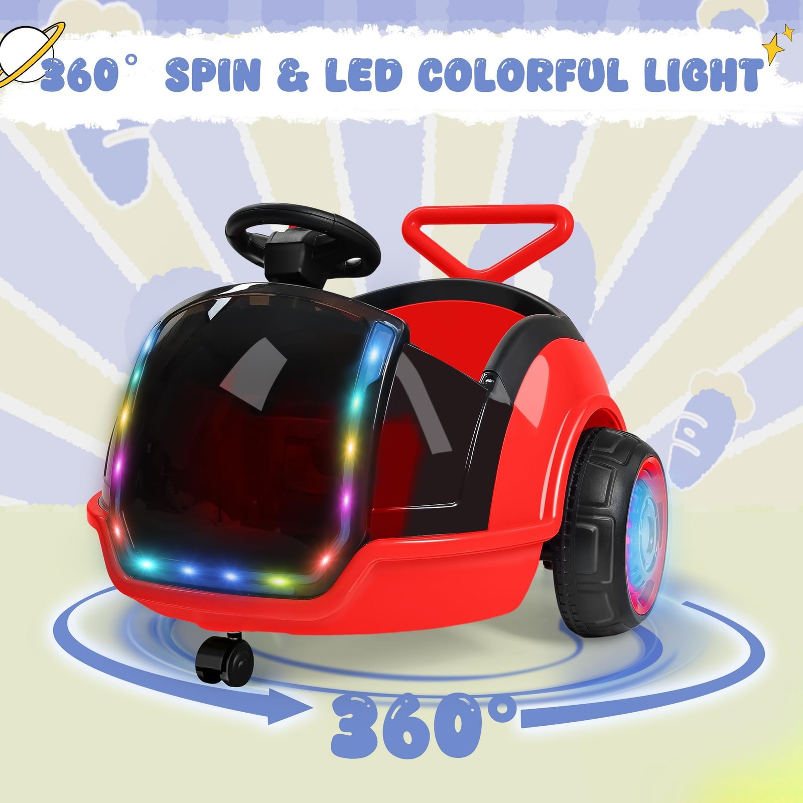 ANPABO 3-in-1 Electric Push Ride On Car, 12V Kids Ride On Toy w/Remote Contro…