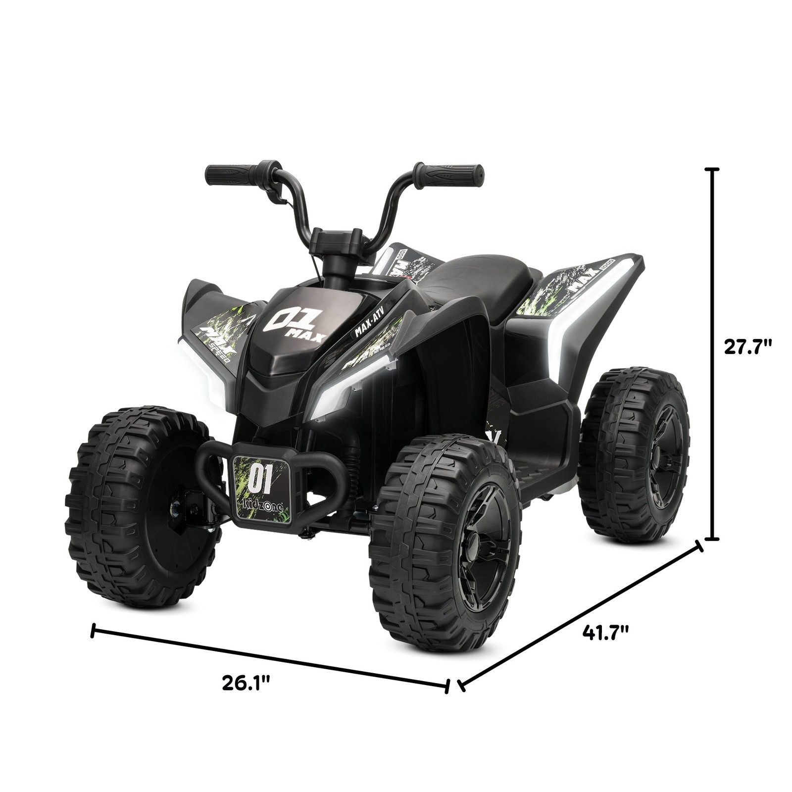 Kidzone 12V/24V Ride On ATV for Kids with Bluetooth & USB Music,