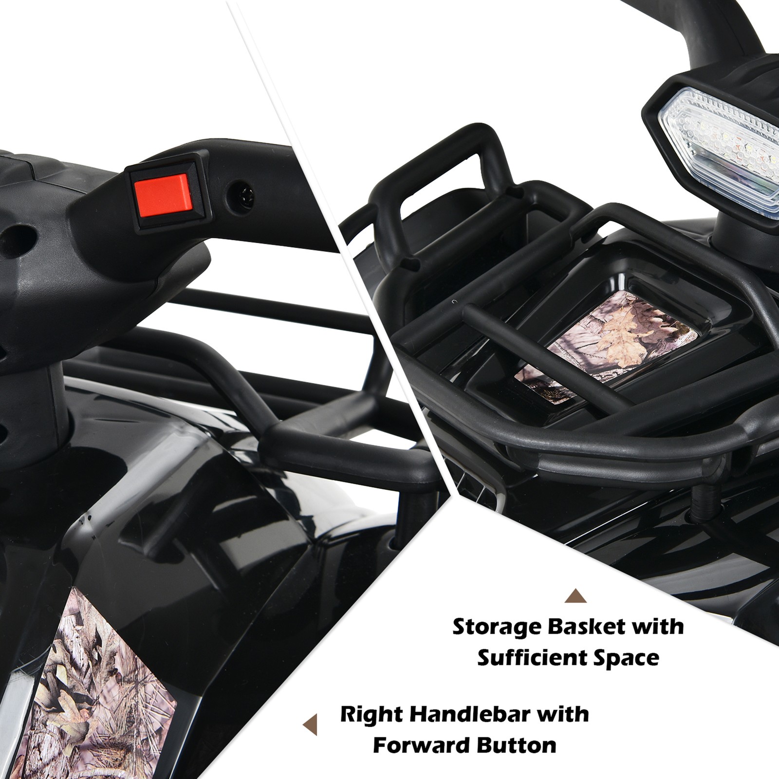 6V 4 Wheels ATV Quad Ride On Car Kids Ride-On Toy w/ Music Horn LED Light Black
