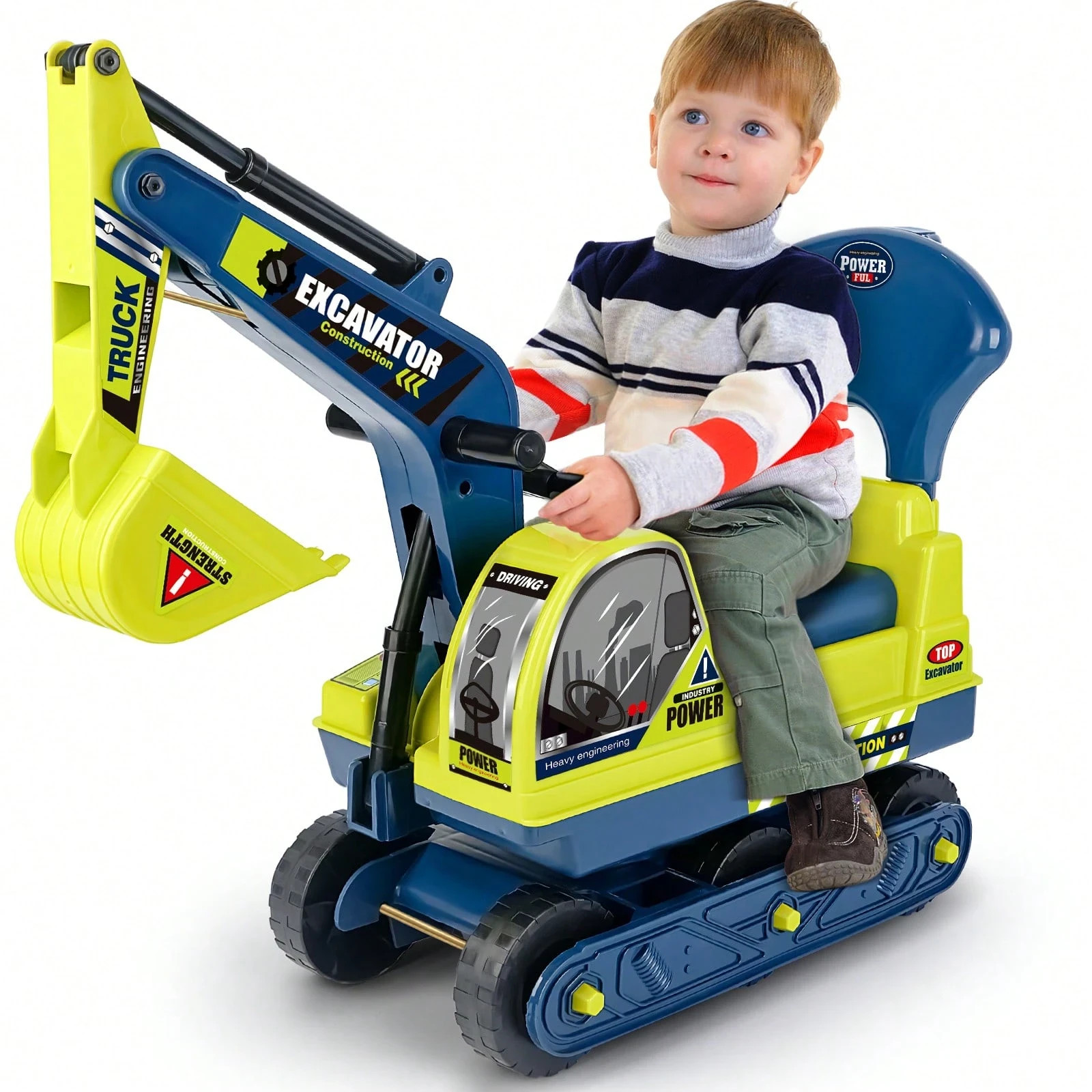 Excavator Ride On Toy Indoor Outdoor All-Terrain Boys Girls 3-8+