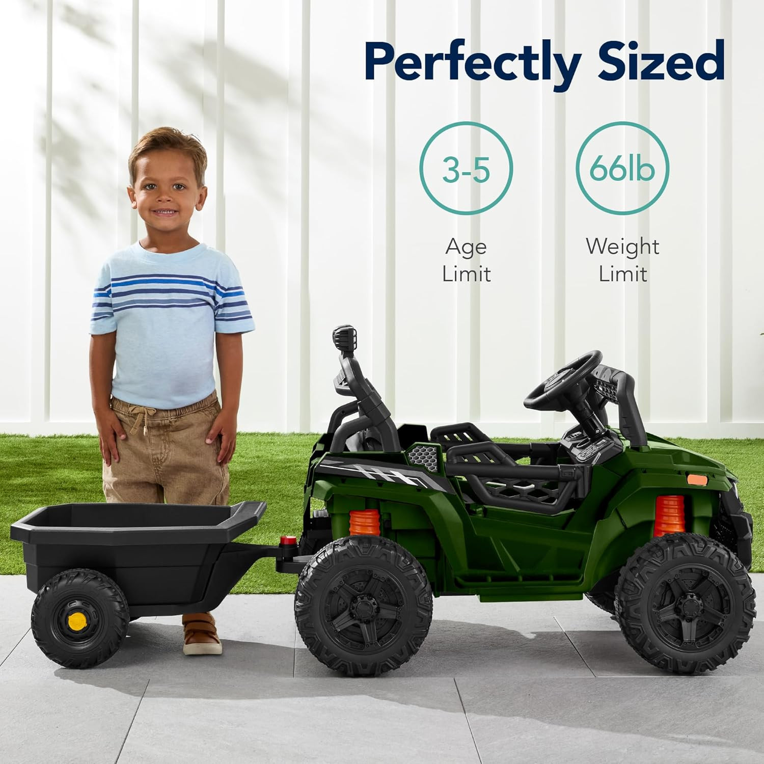 Best Choice Products Kids 12V Electric Ride on UTV Car and Trailer W/Parent Cont